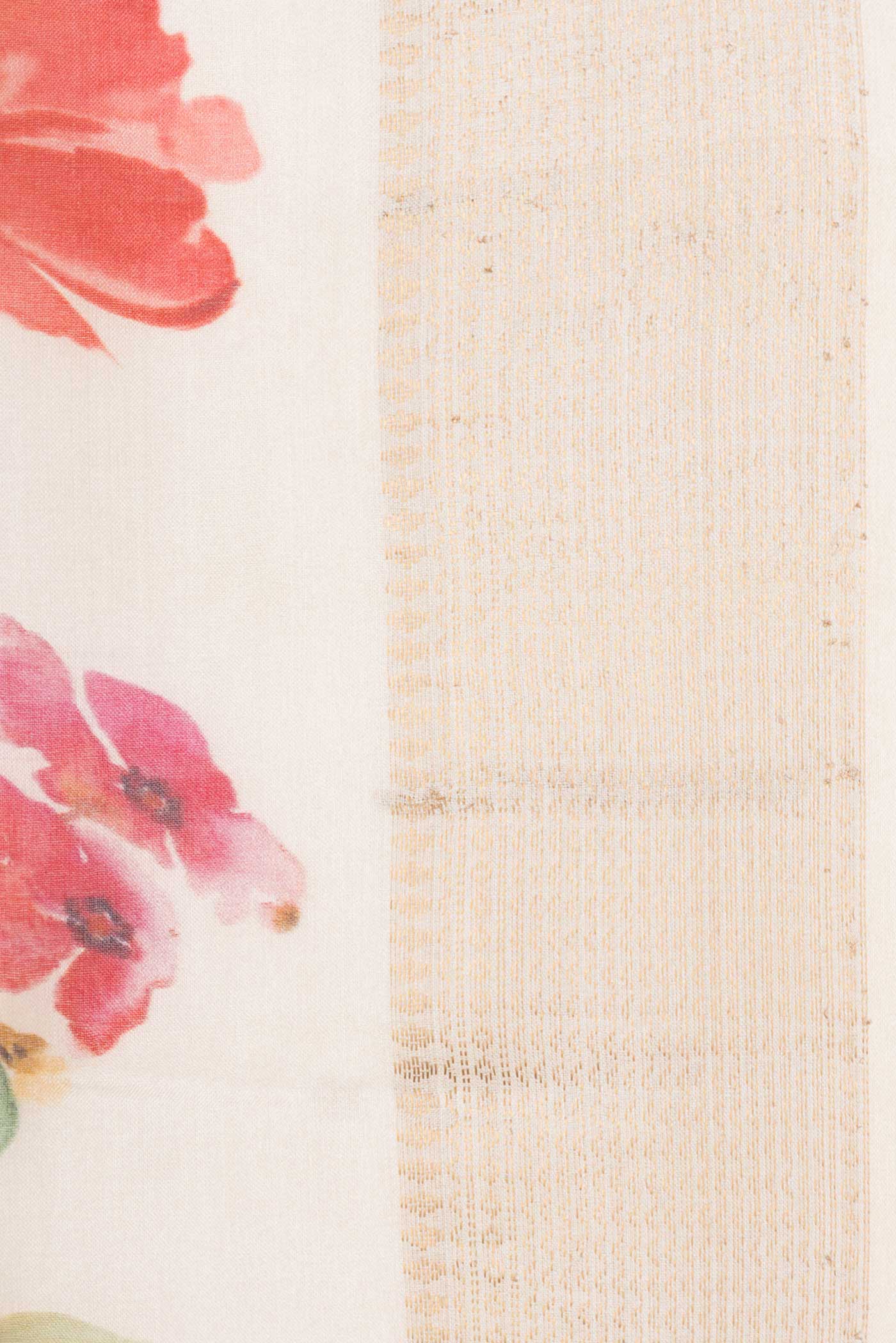 Border image of Peach Dual Tone Tussar Silk Saree with Printed design on the body and Zari Border