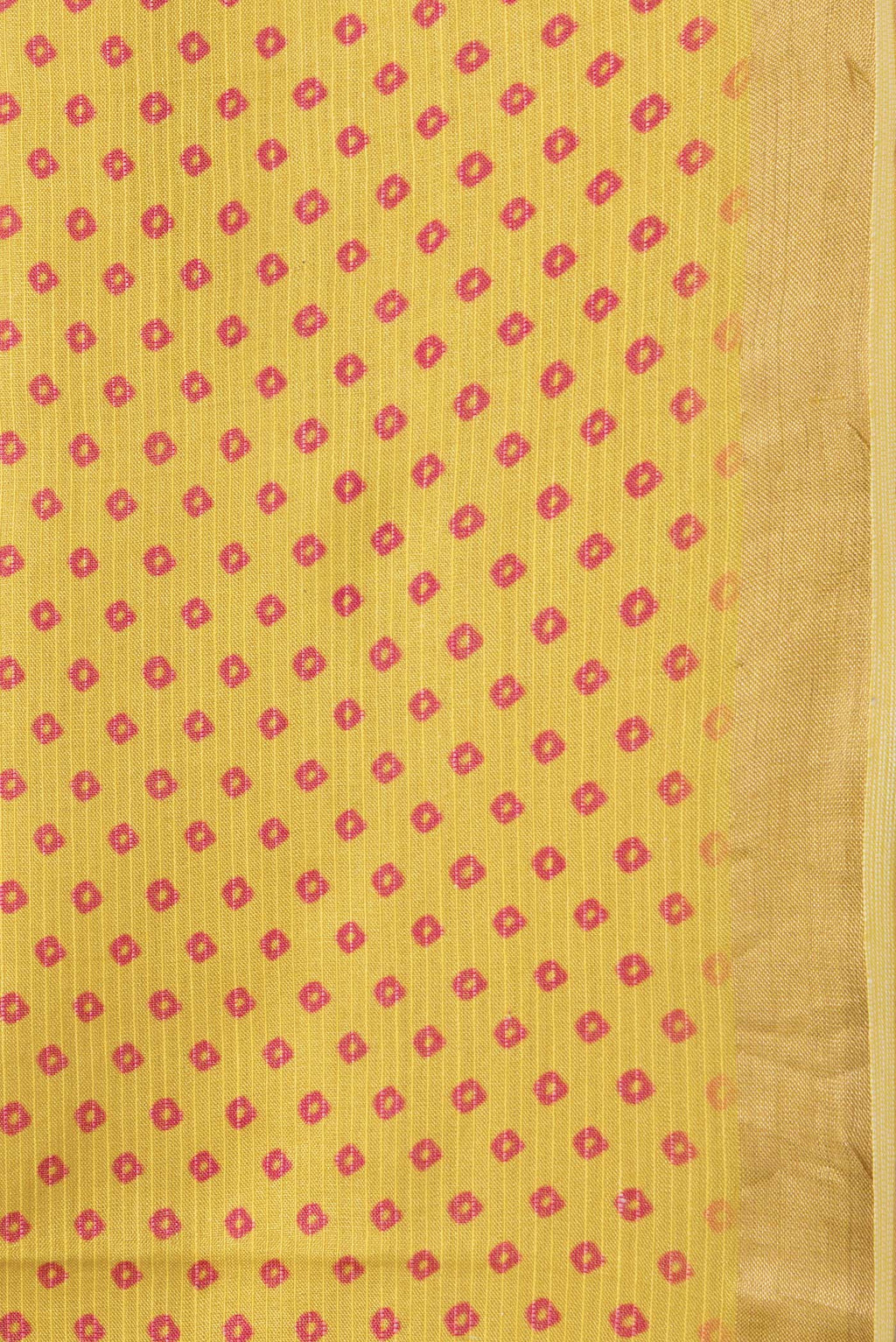 Border image of Yellow Dual Tone Tussar Silk Saree with Bandhani Print on the body and Zari Border. 