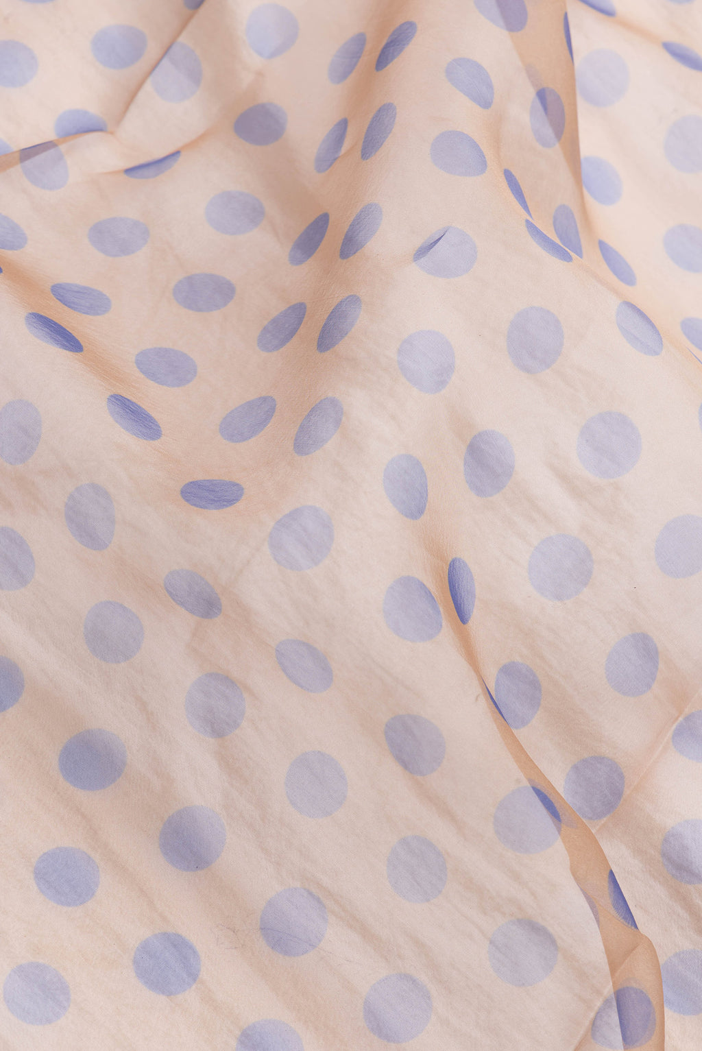 Close up of Sandal Dual Tone Organza Silk Saree with Printed design on the body and Embroidery Border.  displaying folds