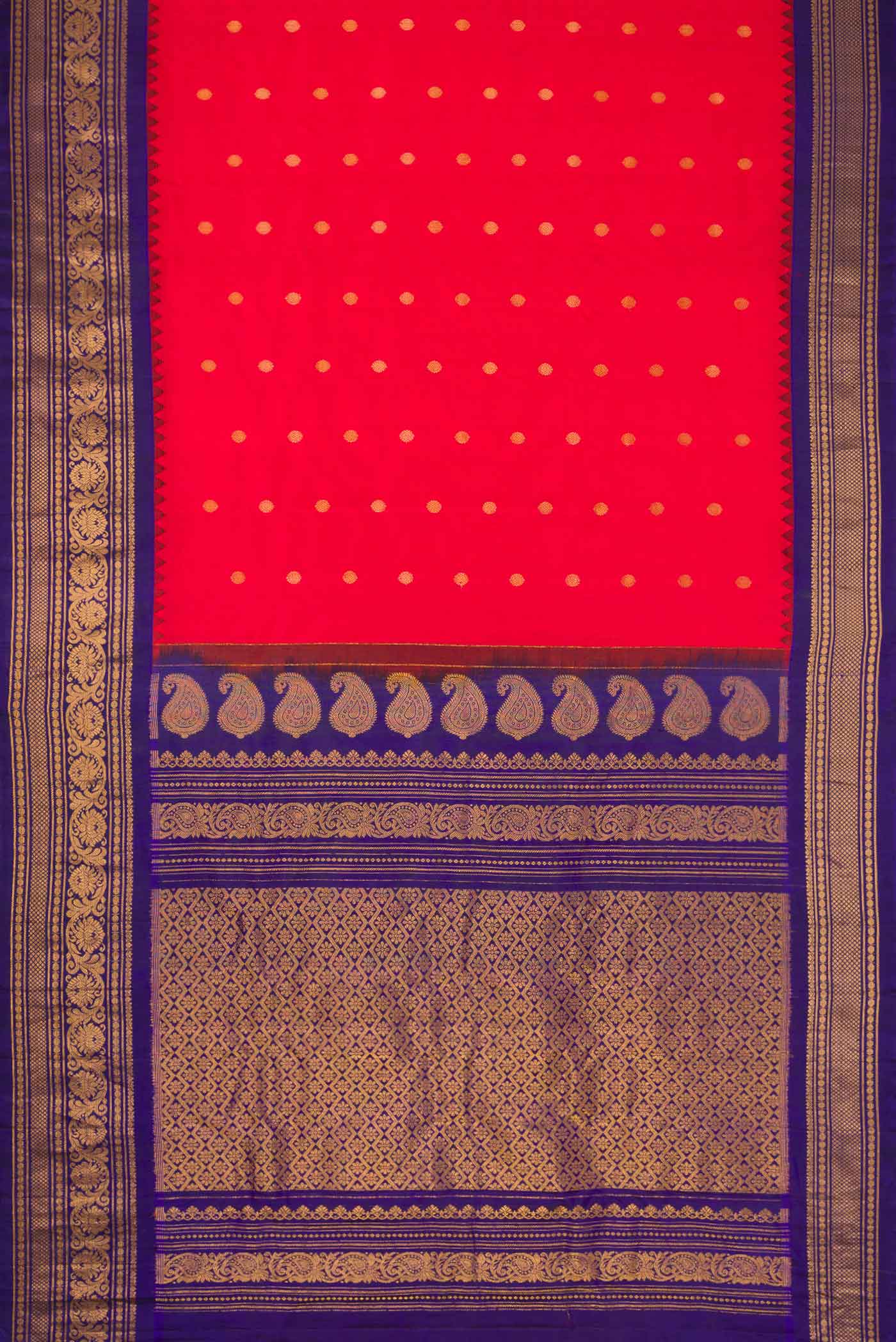 Red Dual Tone Gadwal Silk Saree