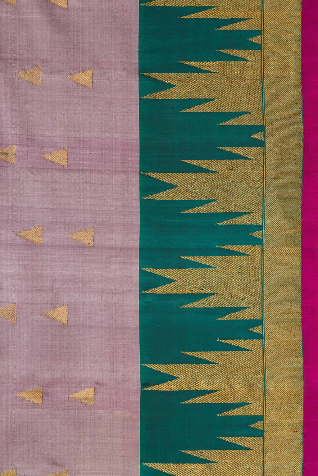 Border image of Lavender Gadwal Silk Saree with Zari Butta on the body and Temple Border