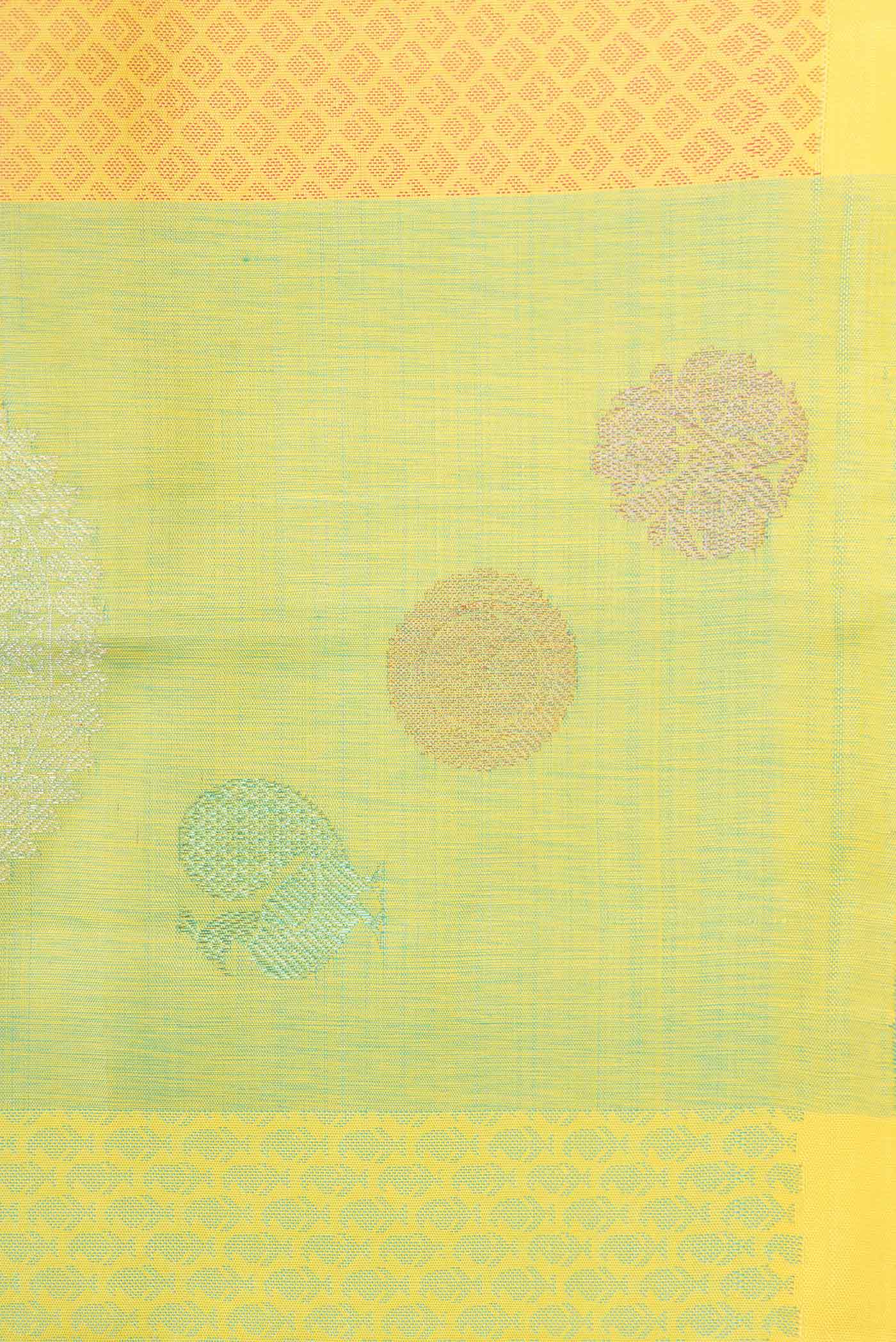 Border image of Pista Green Dual Tone Kanchipuram Silk Saree with Jacquard With Zari Butta on the body and Without Border