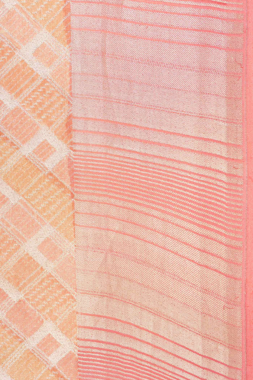 Border image of Golden Peach Dual Tone Banarasi Silk Saree with Zari Brocade on the body and Zari Border. 