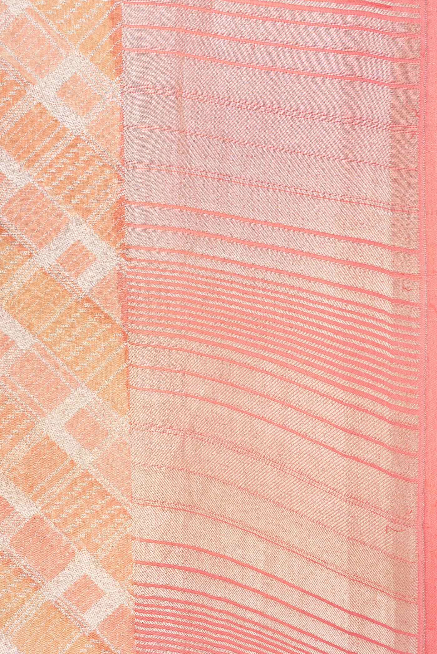 Border image of Golden Peach Dual Tone Banarasi Silk Saree with Zari Brocade on the body and Zari Border. 