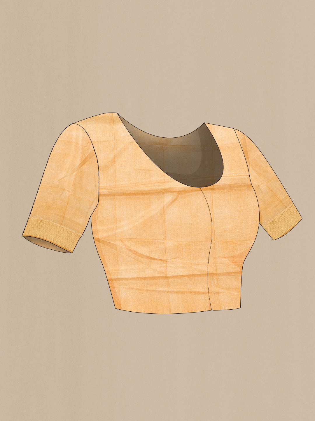 Close up image of the blouse of Gold Dual Tone Mysore Georgette Saree with Zari Brocade on the body and Zari Border. 