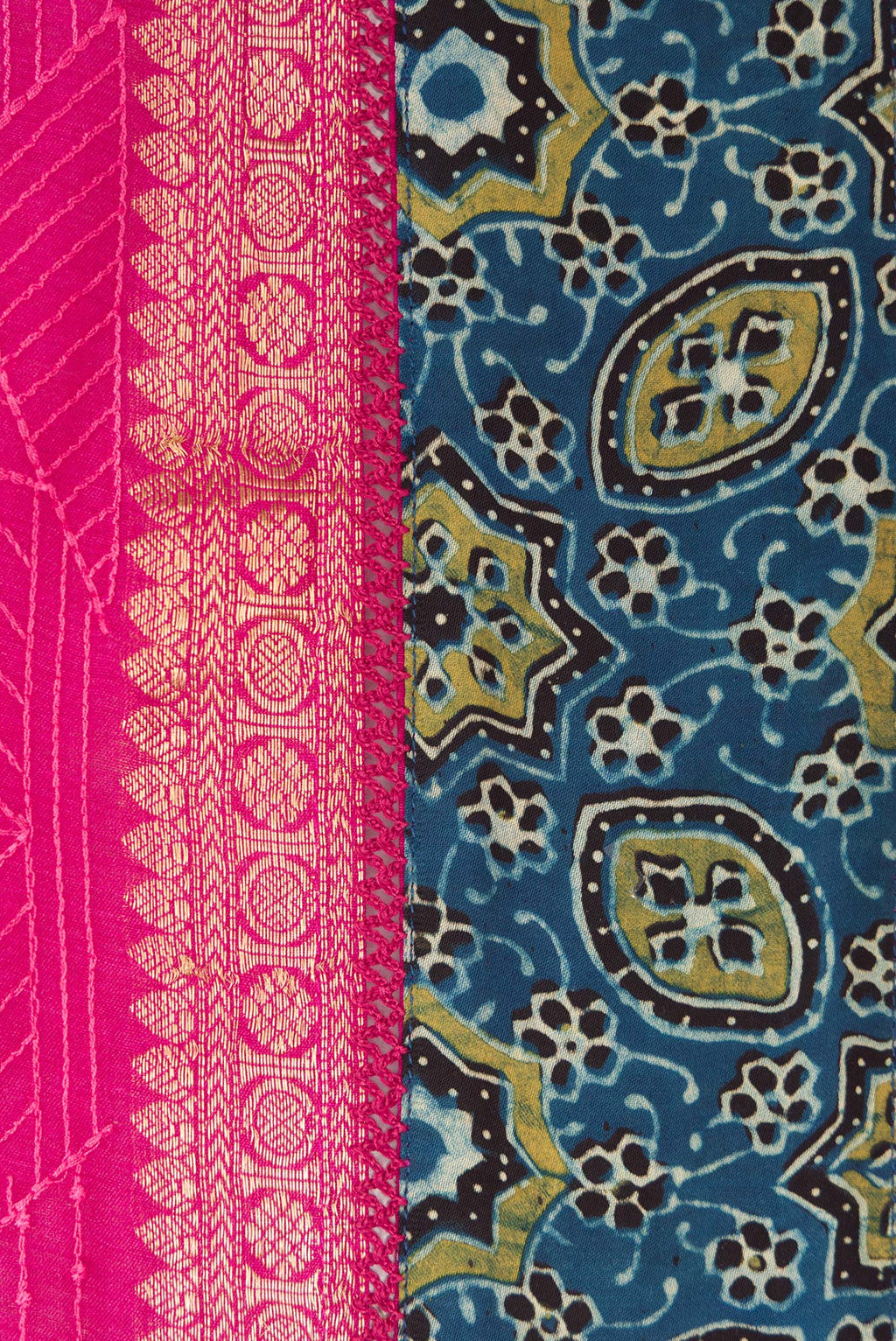 Border image of Pink Dual Tone Tussar Silk Saree with Embroidery on the body and Fancy Border. 