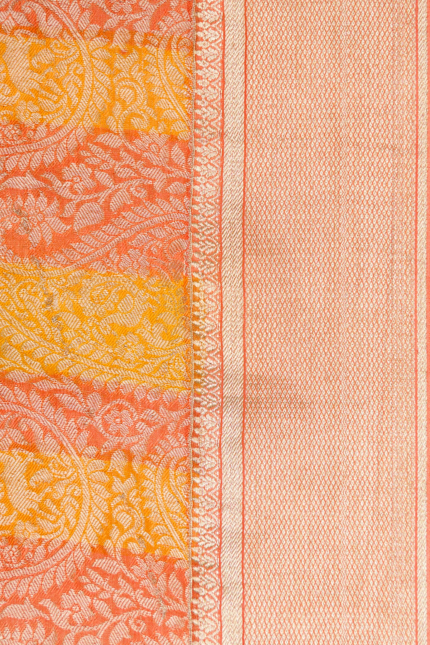 Border image of Mustard Dual Tone Tussar Silk Saree with Zari Brocade on the body and Zari Border. 