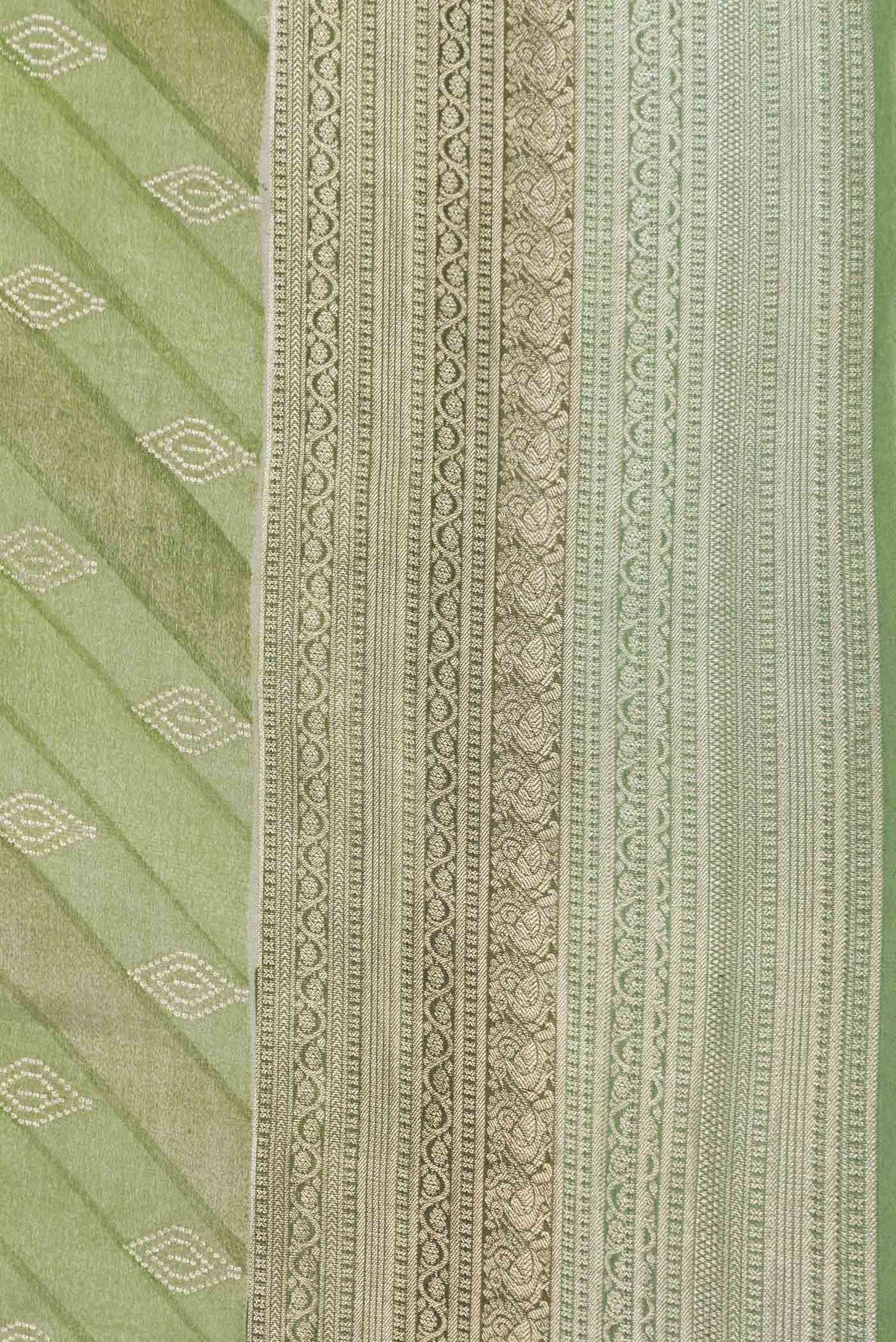 Border image of Green Dual Tone Mysore Georgette Saree With Printed design on the body and Zari Border