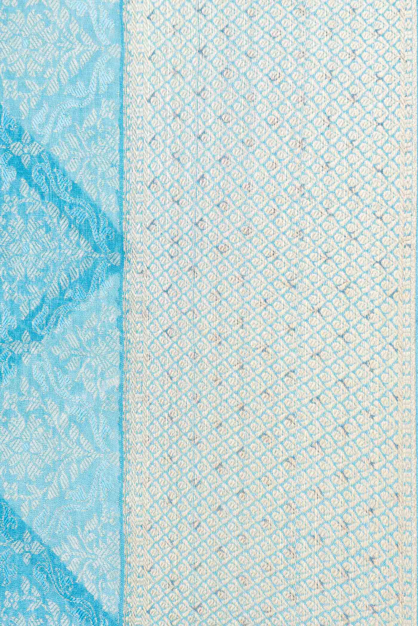 Border image of Sky Blue Dual Tone Banarasi Silk Saree with Zari Butta on the body and Zari Border. 