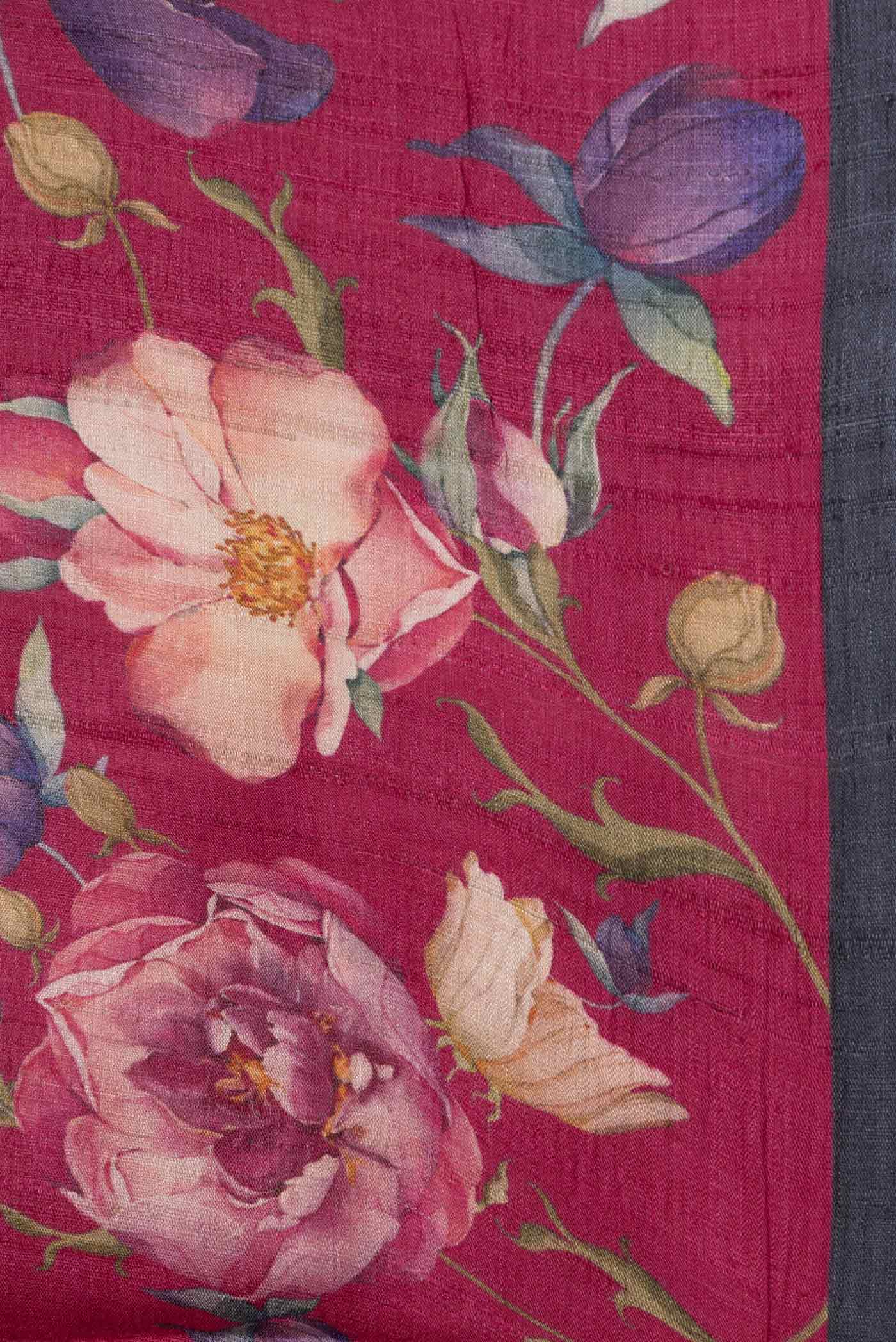 Border image of Maroon Dual Tone Tussar Silk Saree with Embroidery on the body and Plain Border