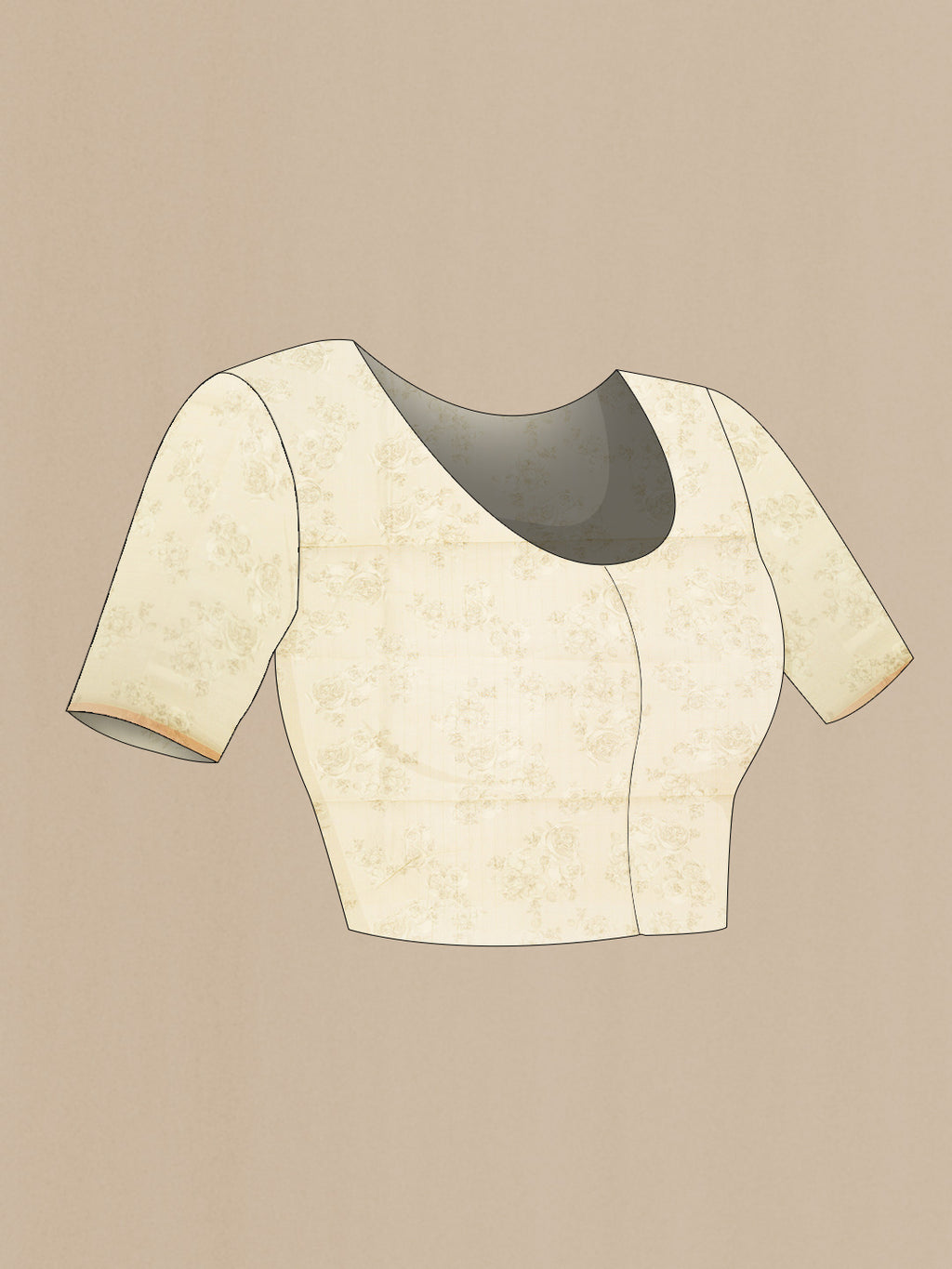 Close up image of the blouse of Pista Green Dual Tone Chanderi Silk Saree with Printed design on the body and Zari Border. 