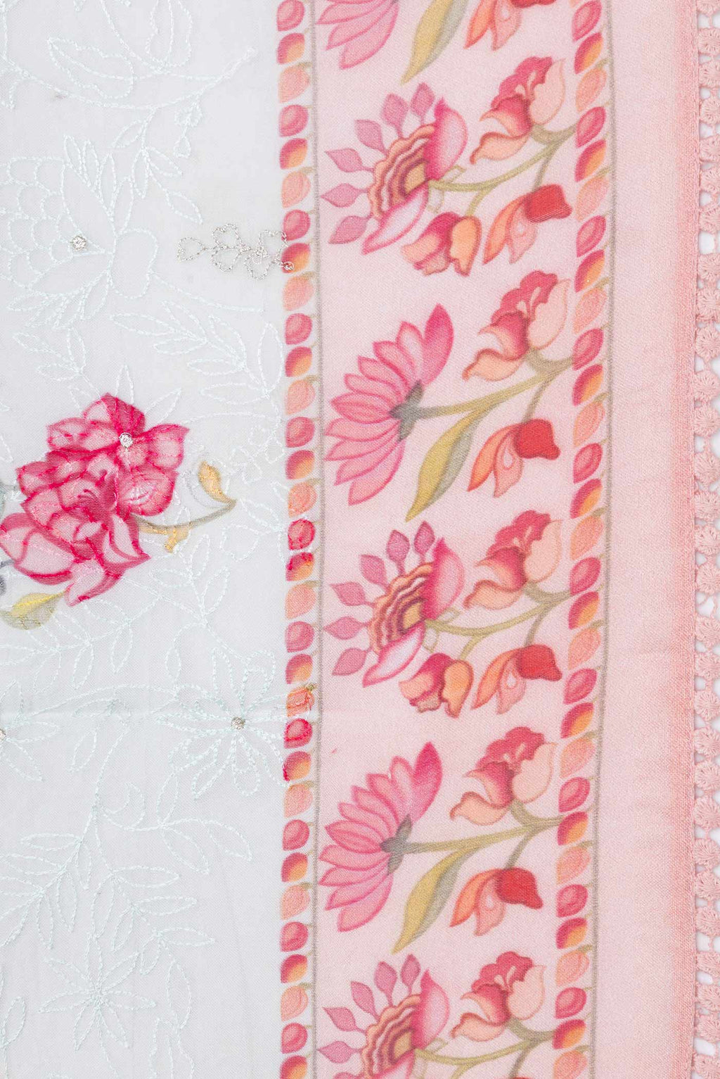 Border image of Light Blue Dual Tone Organza Silk Saree with Embroidery on the body and Embroidery Border