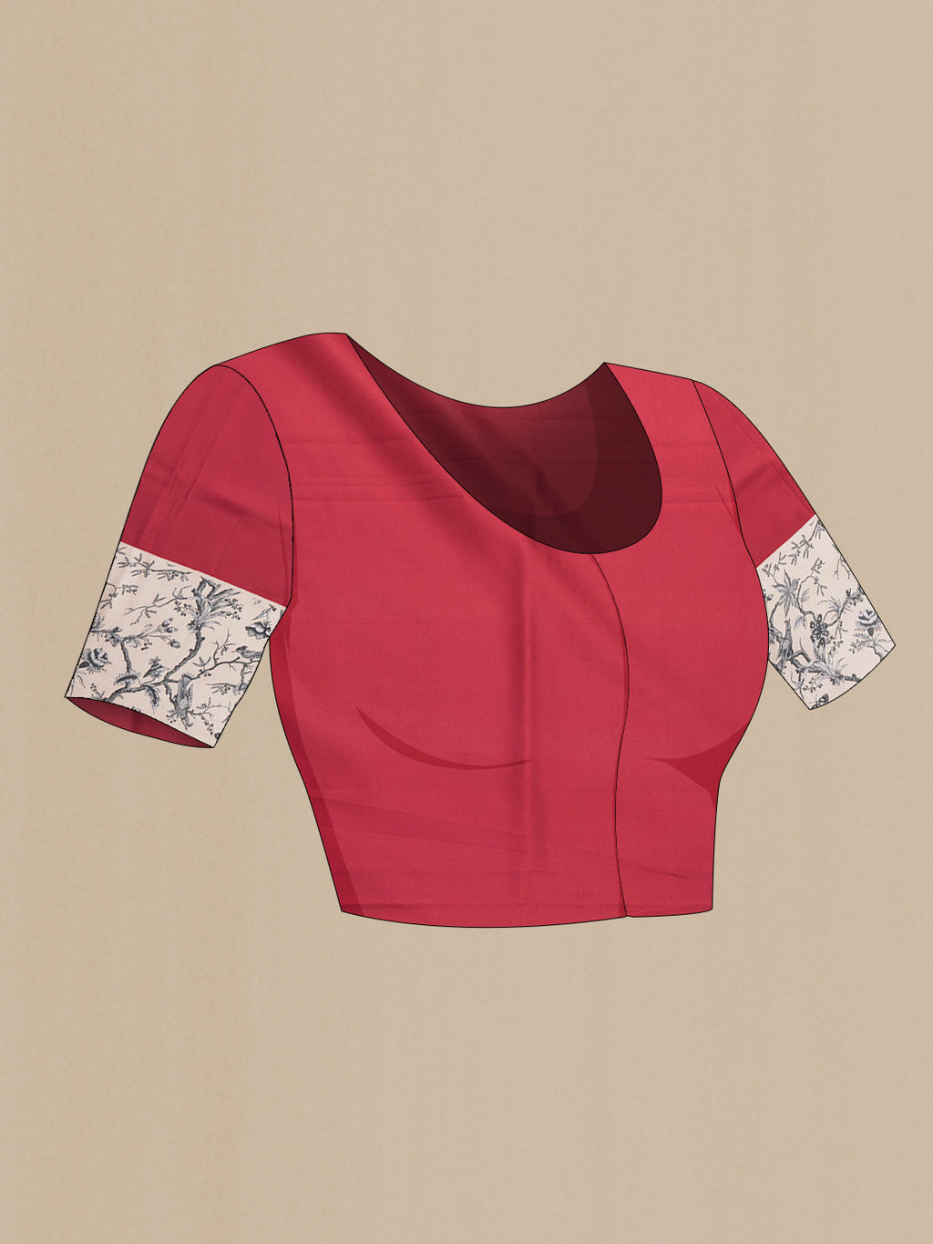 Close up image of the blouse of Red Dual Tone Kanchipuram Silk Saree with Zari Butta on the body and Fancy Border. 