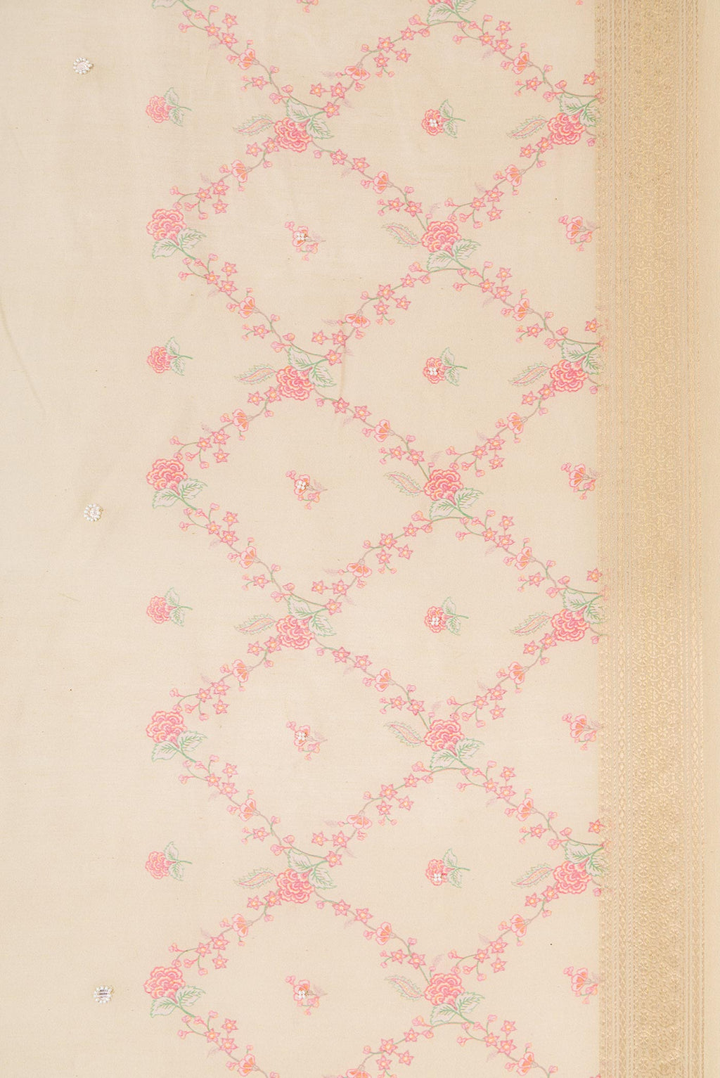 Border image of Beige Dual Tone Tussar Silk Saree with Embroidery on the body and Embroidery Border. 
