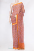 Mauve Dual Tone Mysore Chiffon Saree with Printed design on the body and Thread Border.  displayed on a mannequin