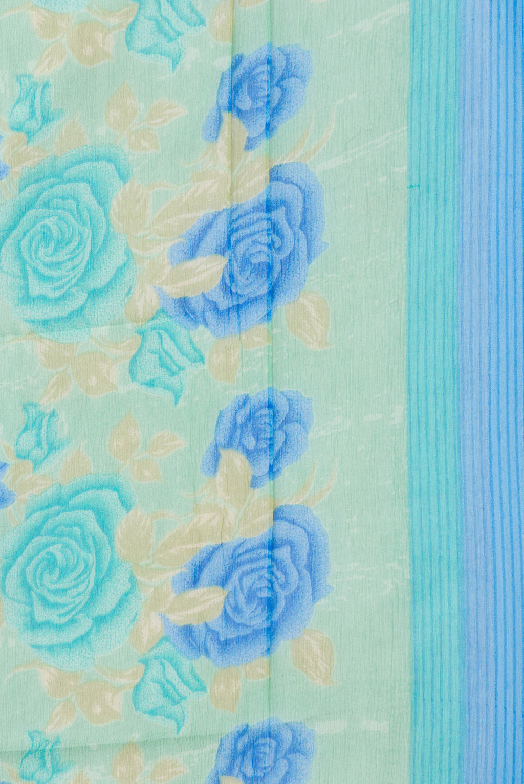 Border image of Sea Green Dual Tone Mysore Chiffon Saree with Printed design on the body and Plain Border. 