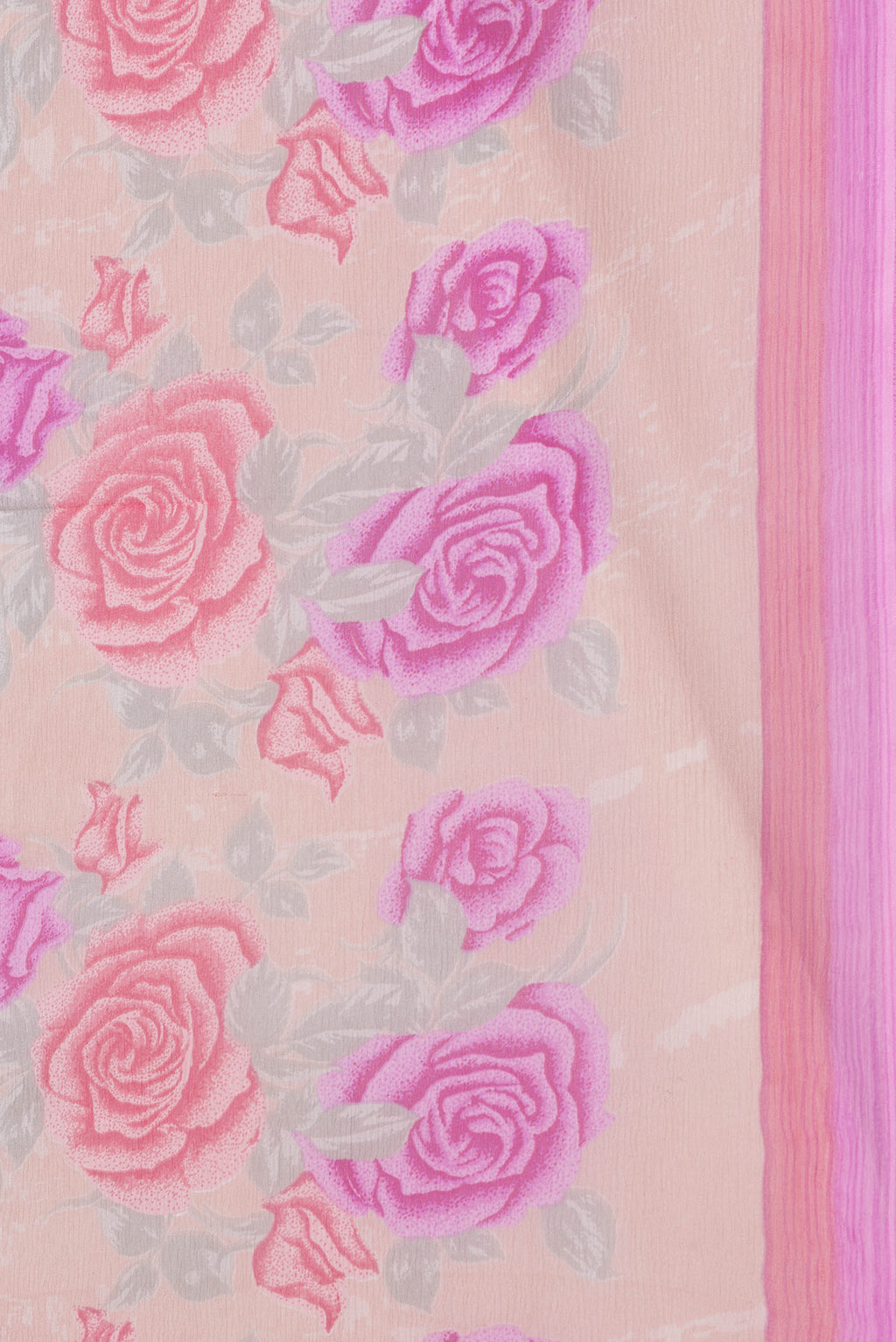 Border image of Peach Dual Tone Mysore Chiffon Saree with Printed design on the body and Plain Border. 