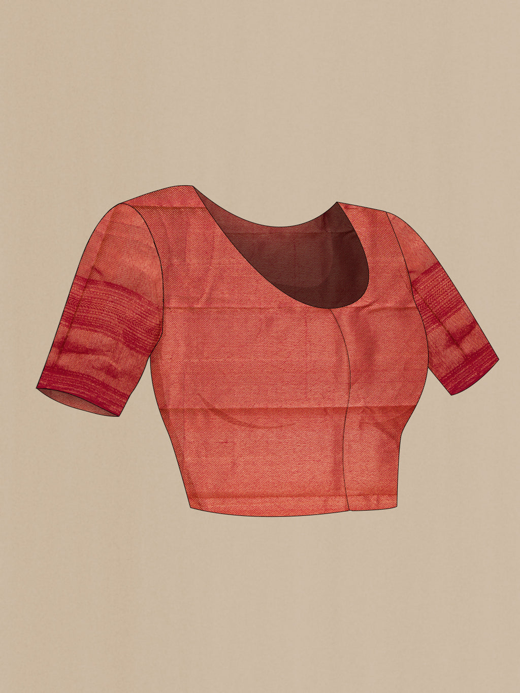 Close up image of the blouse of Maroon Kanchipuram Silk Saree with Zari Brocade on the body and Fancy Border. 