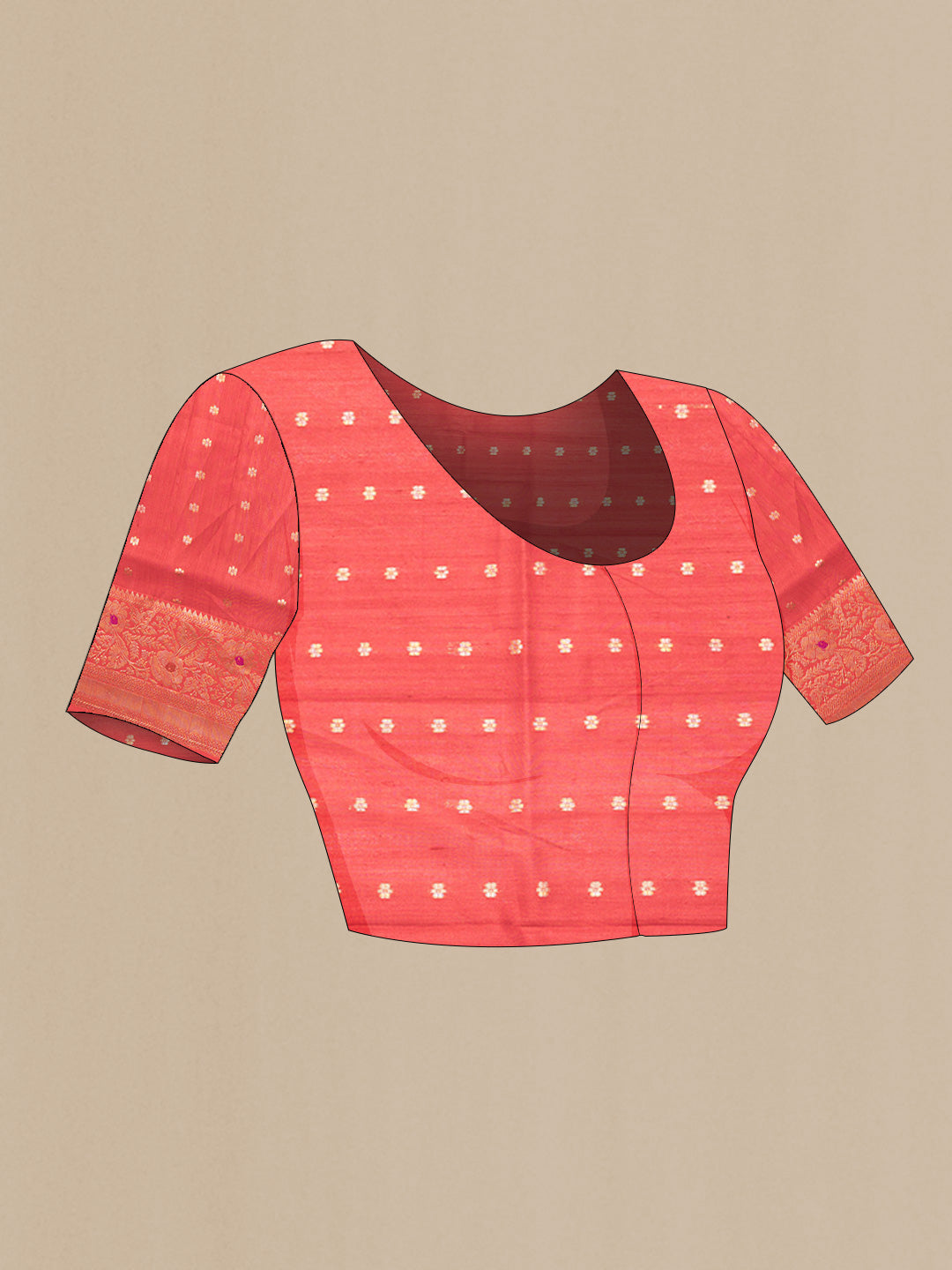 Close up image of the blouse of Pink Dual Tone Banarasi Silk Saree with Zari Butta on the body and Zari Border
