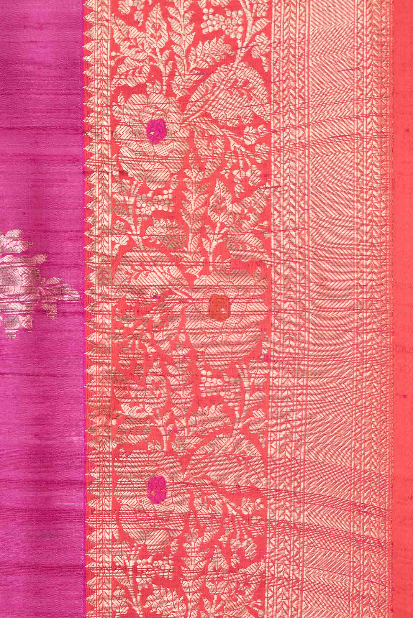 Border image of Pink Dual Tone Banarasi Silk Saree with Zari Butta on the body and Zari Border