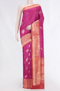 Pink Dual Tone Banarasi Silk Saree with Zari Butta on the body and Zari Border displayed on a mannequin