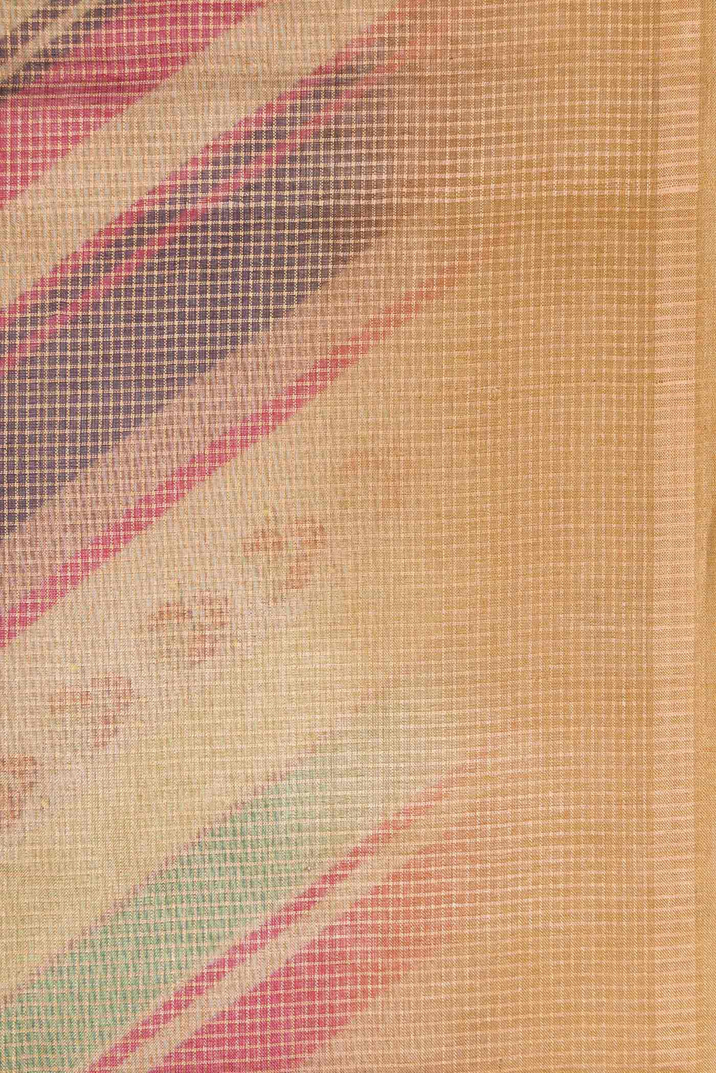 Border image of Brown Dual Tone Tussar Silk Saree with Checked design on the body and Zari Border. 