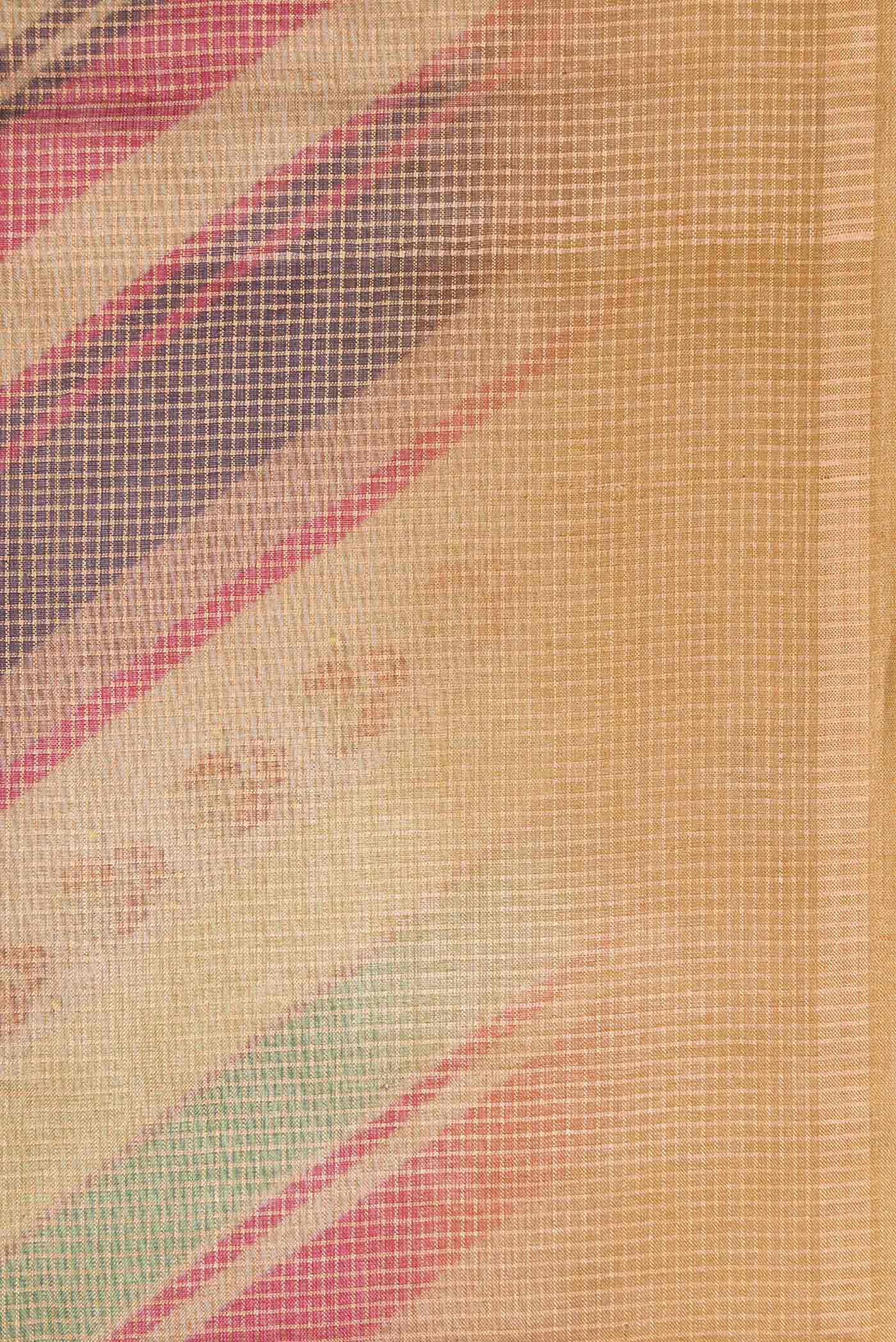 Border image of Brown Dual Tone Tussar Silk Saree with Checked design on the body and Zari Border. 