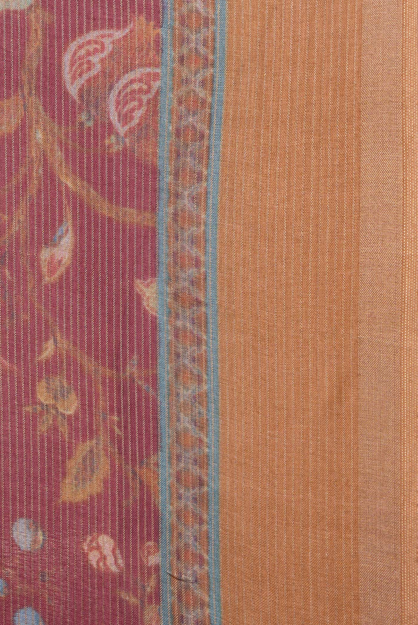 Border image of Peach Dual Tone Tussar Silk Saree with Printed design on the body and Zari Border. 