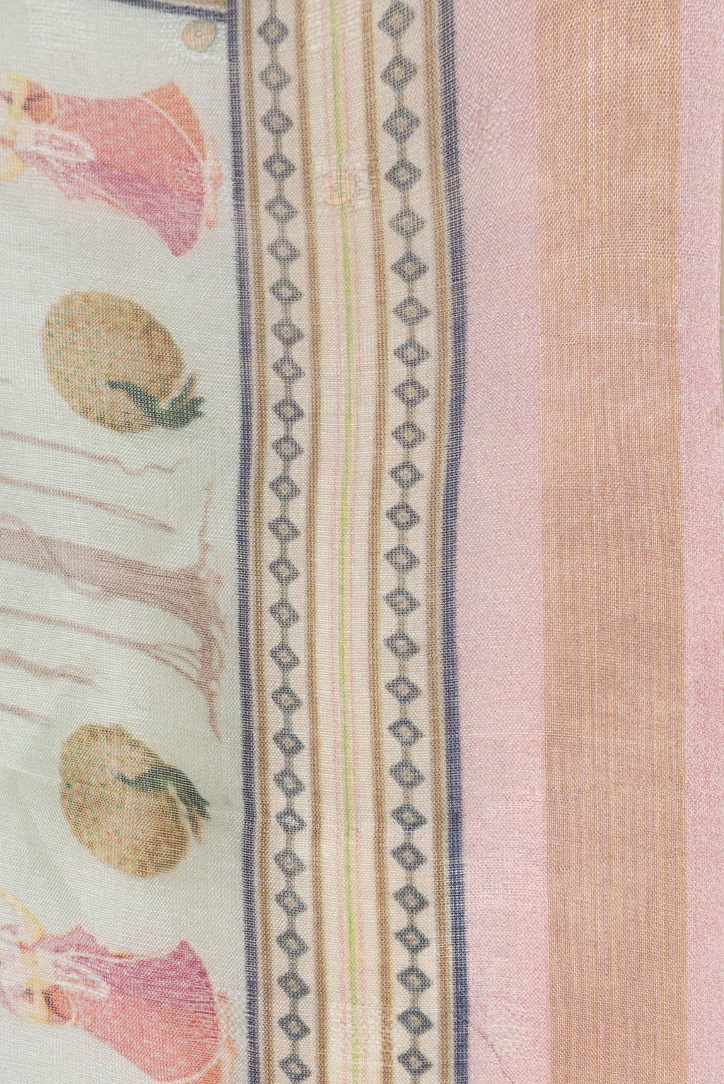 Border image of Pista Green Dual Tone Tussar Silk Saree with Printed design on the body and Zari Border. 