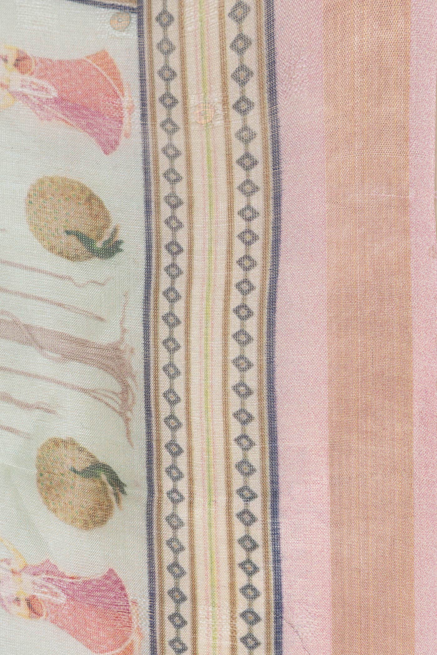 Border image of Pista Green Dual Tone Tussar Silk Saree with Printed design on the body and Zari Border. 