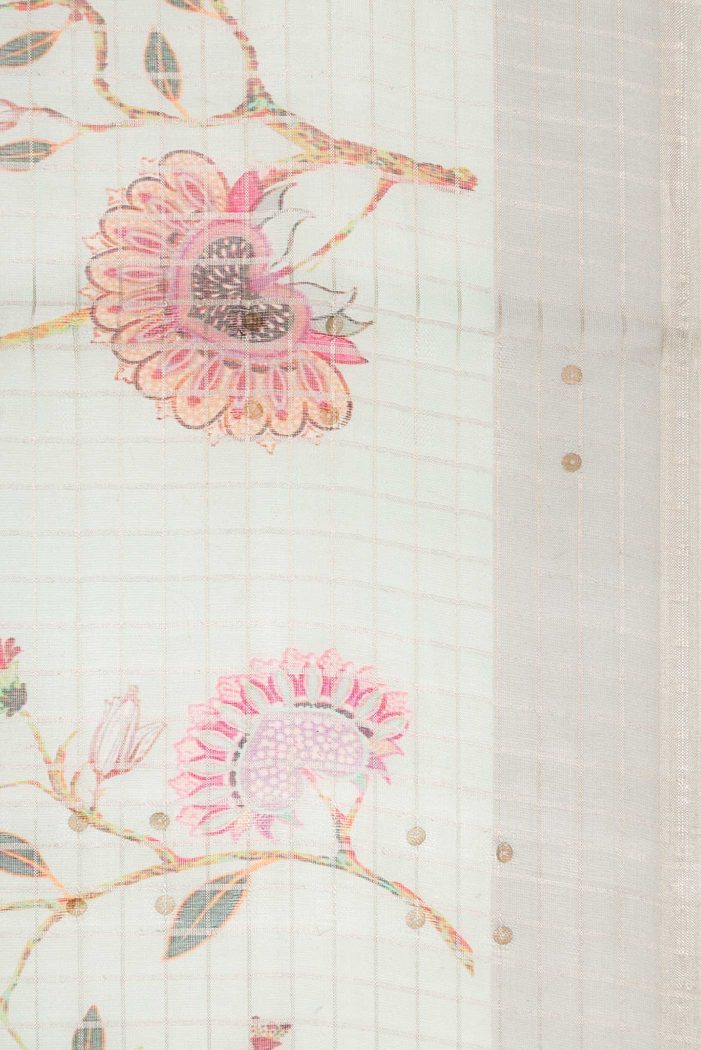 Border image of Sea Green Dual Tone Tussar Silk Saree with Printed design on the body and Zari Border. 