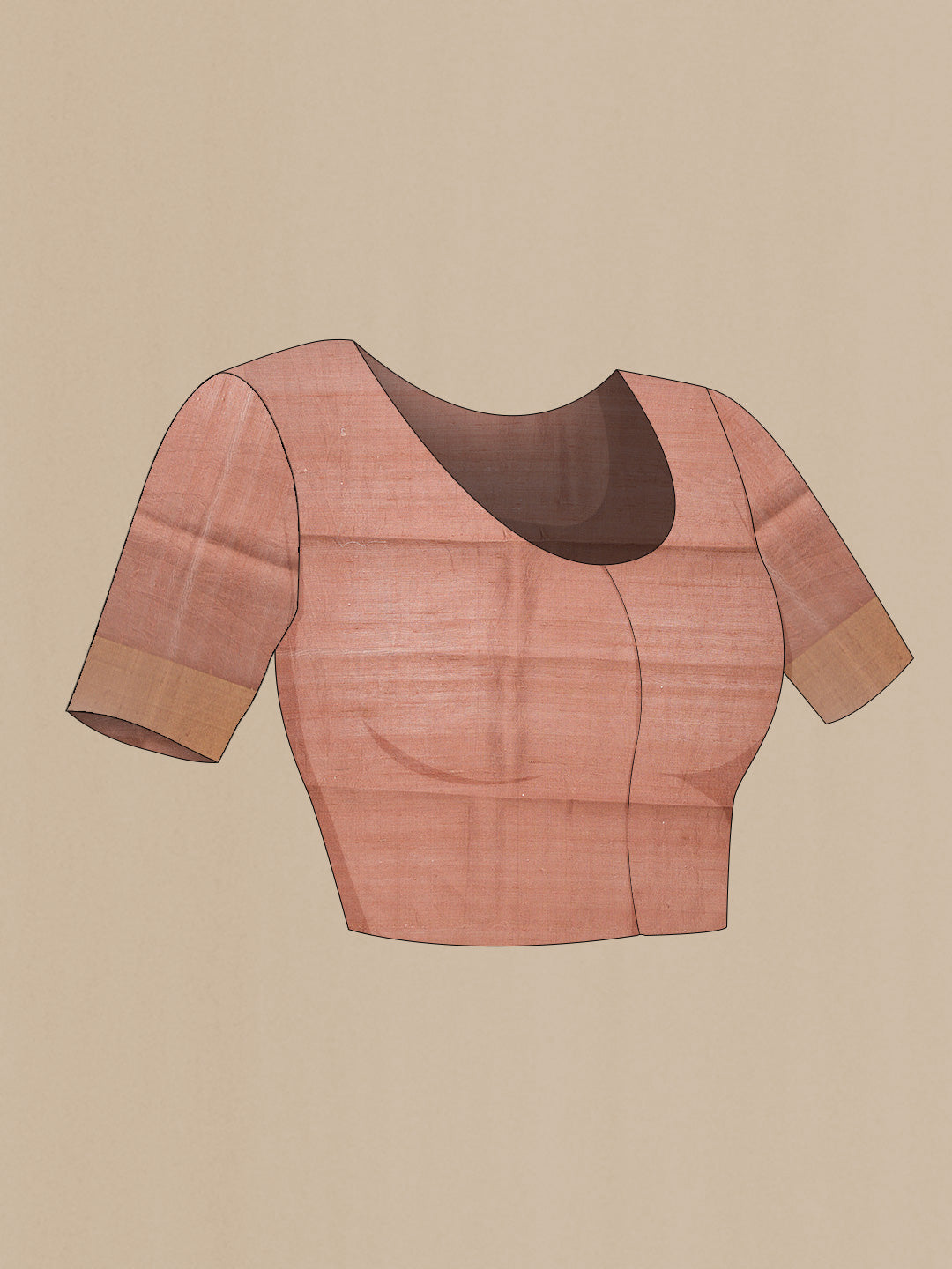 Close up image of the blouse of Grey Dual Tone Tussar Silk Saree with Printed design on the body and Zari Border. 