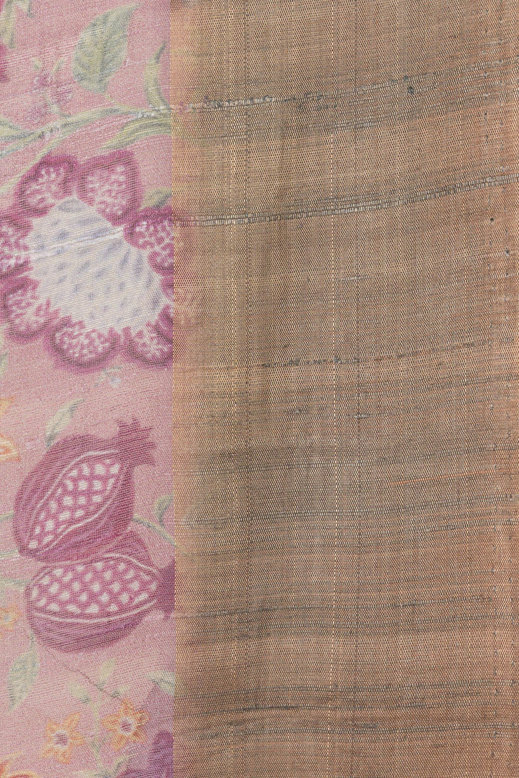 Border image of Pink Dual Tone Tussar Silk Saree with Printed design on the body and Zari Border. 
