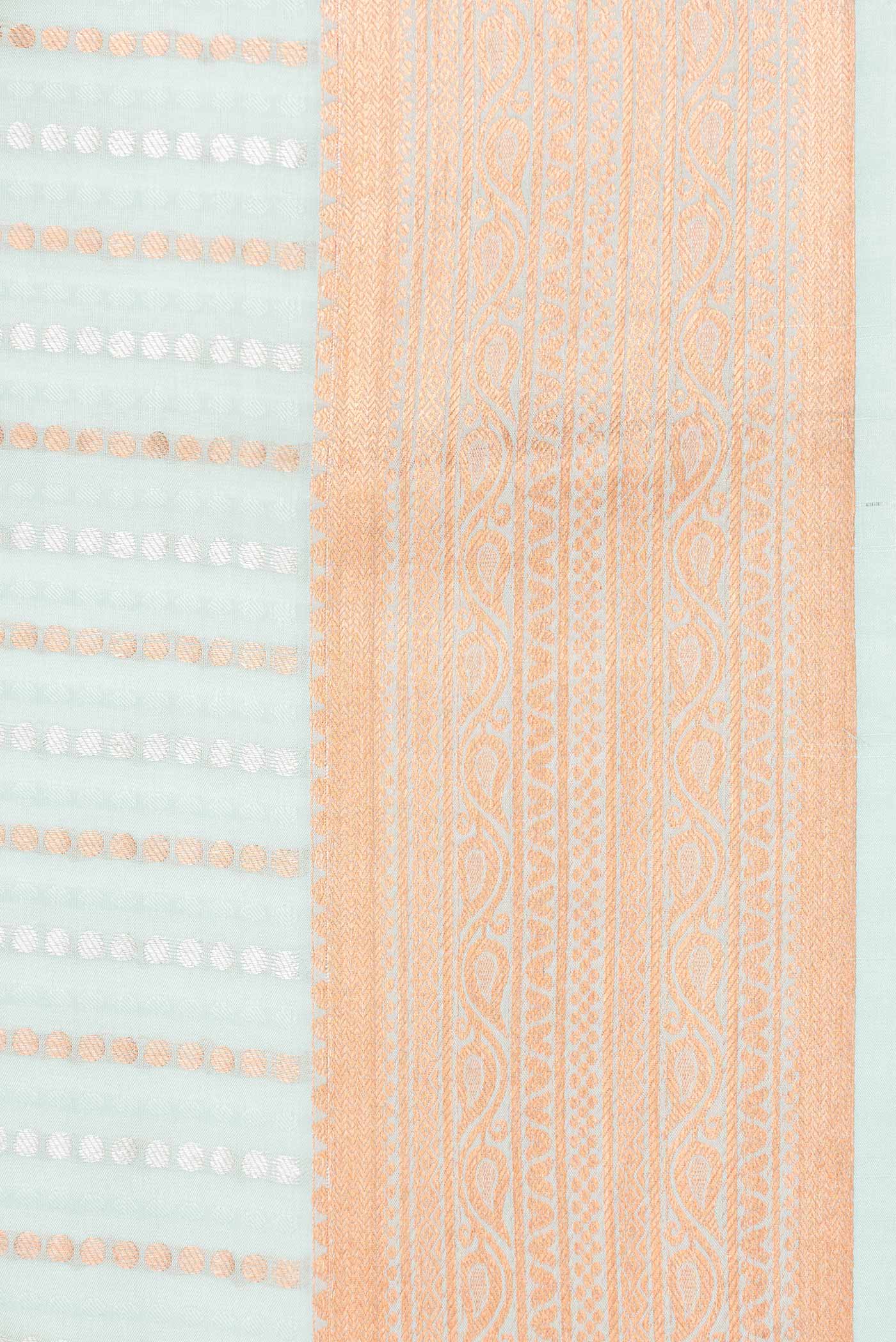 Border image of Sea Green Dual Tone Mysore Crepe Saree with Stripes on the body and Zari Border