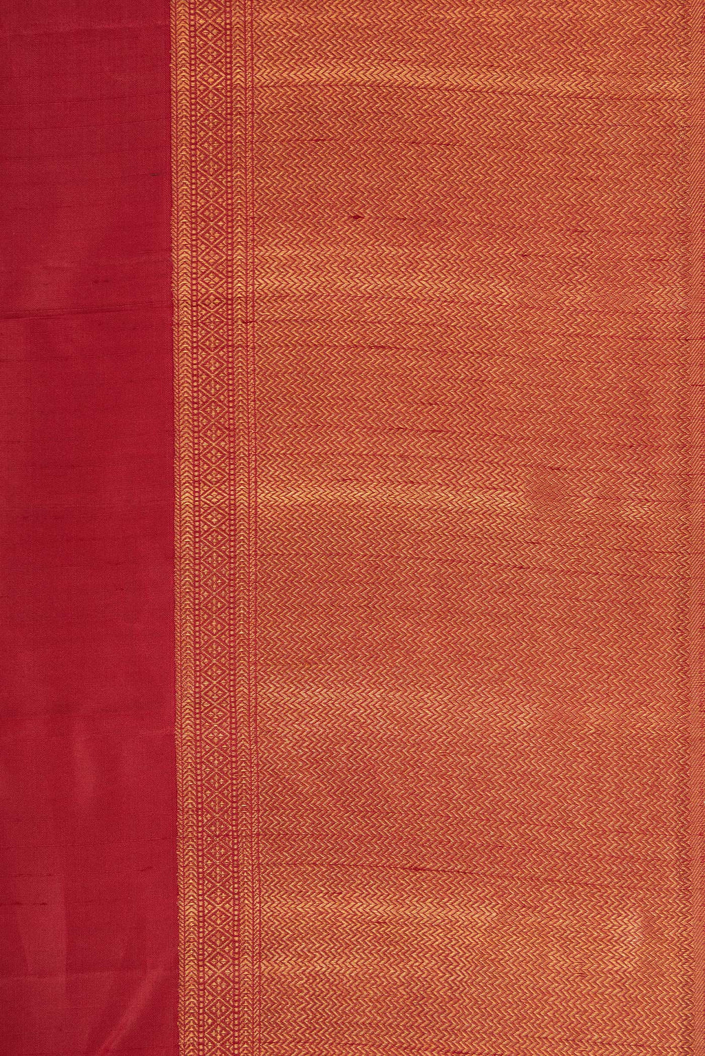 Border image of Maroon Dual Tone Kanjivaram Silk Saree with Plain Body and Zari Border. 