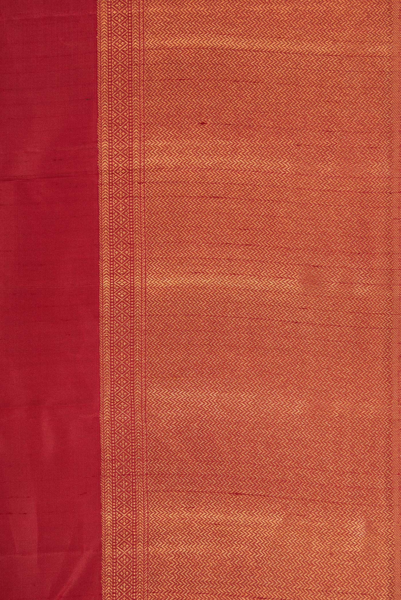Border image of Maroon Dual Tone Kanjivaram Silk Saree with Plain Body and Zari Border. 