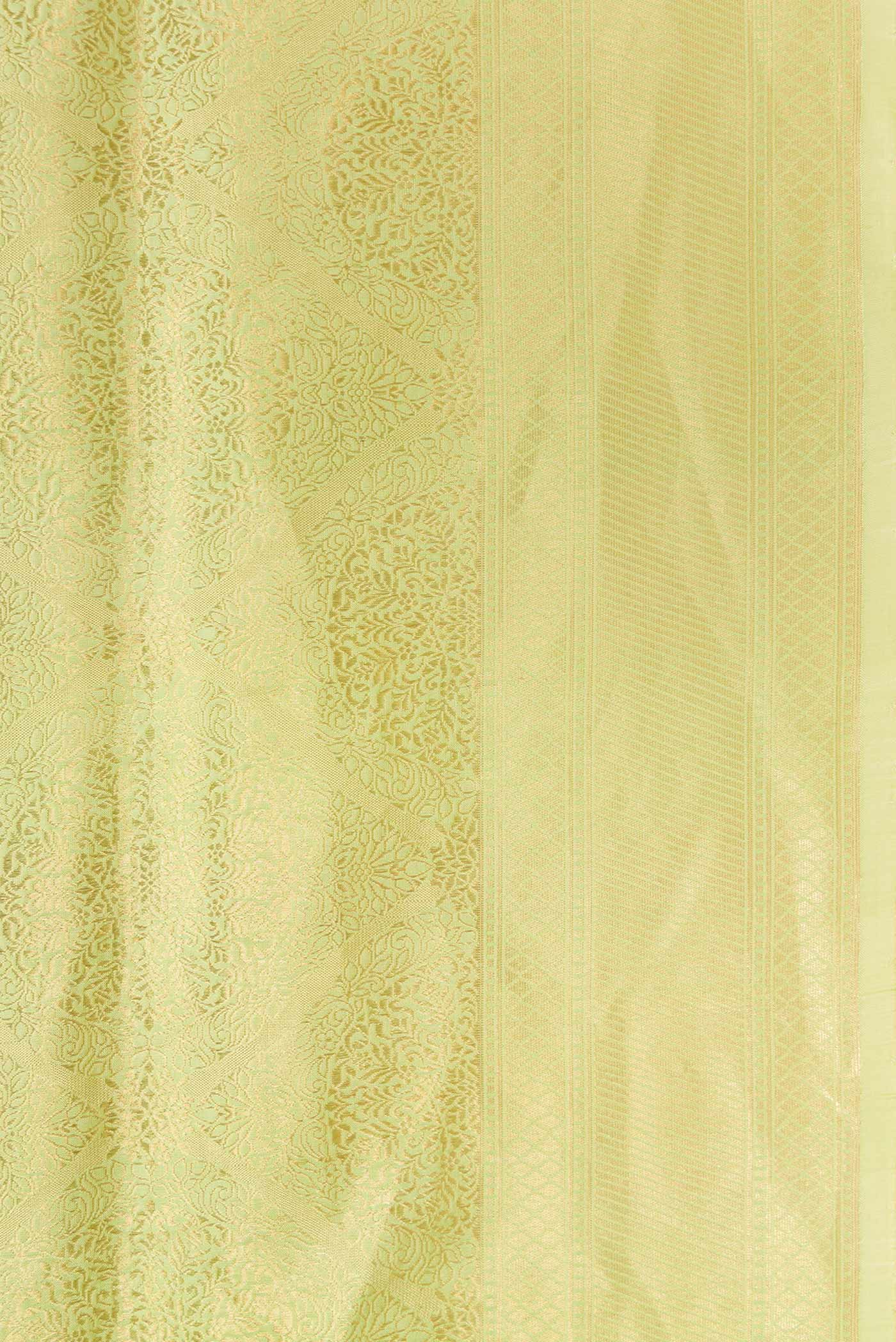 Border image of Pista Green Dual Tone Banarasi Silk Saree with Zari Brocade on the body and Zari Border. 