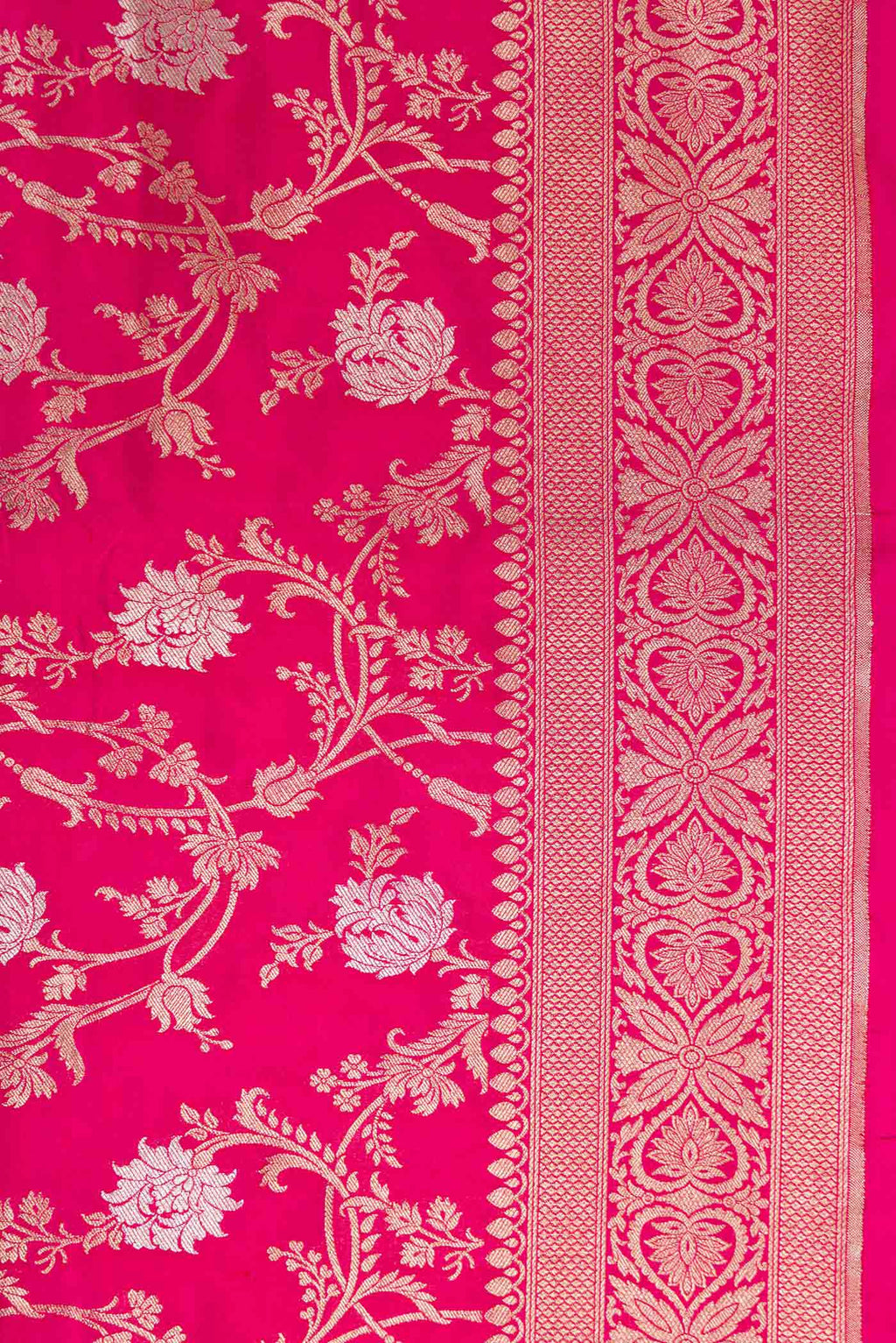 Border image of Pink Dual Tone Banarasi Silk Saree with Zari Brocade on the body and Zari Border. 