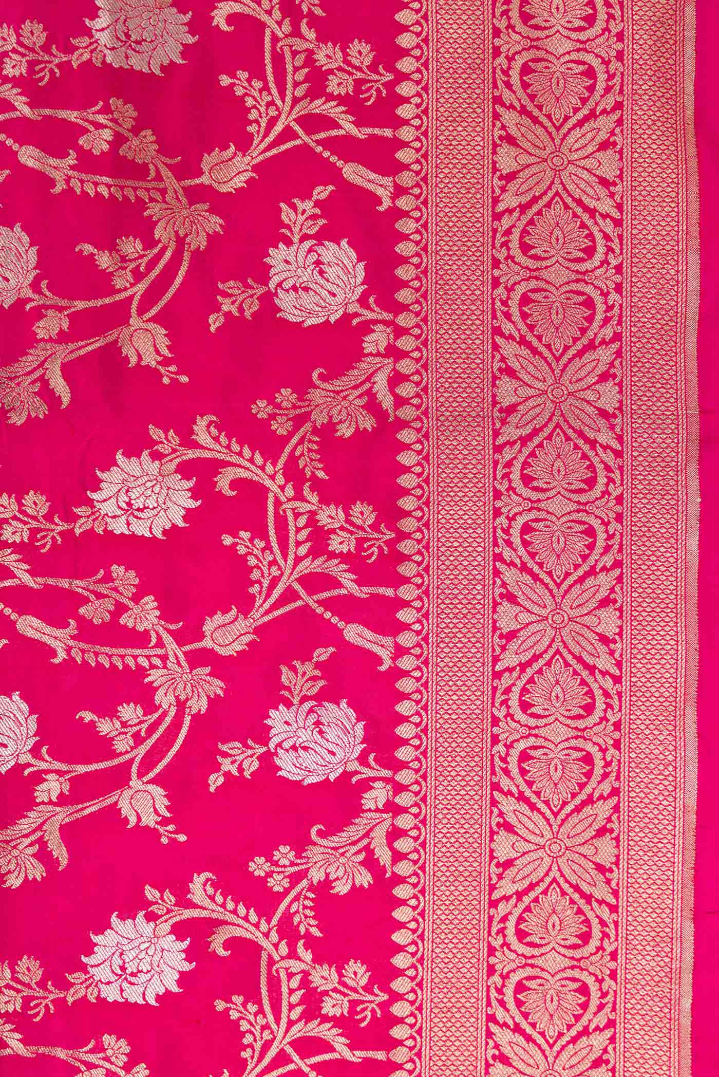 Border image of Pink Dual Tone Banarasi Silk Saree with Zari Brocade on the body and Zari Border. 