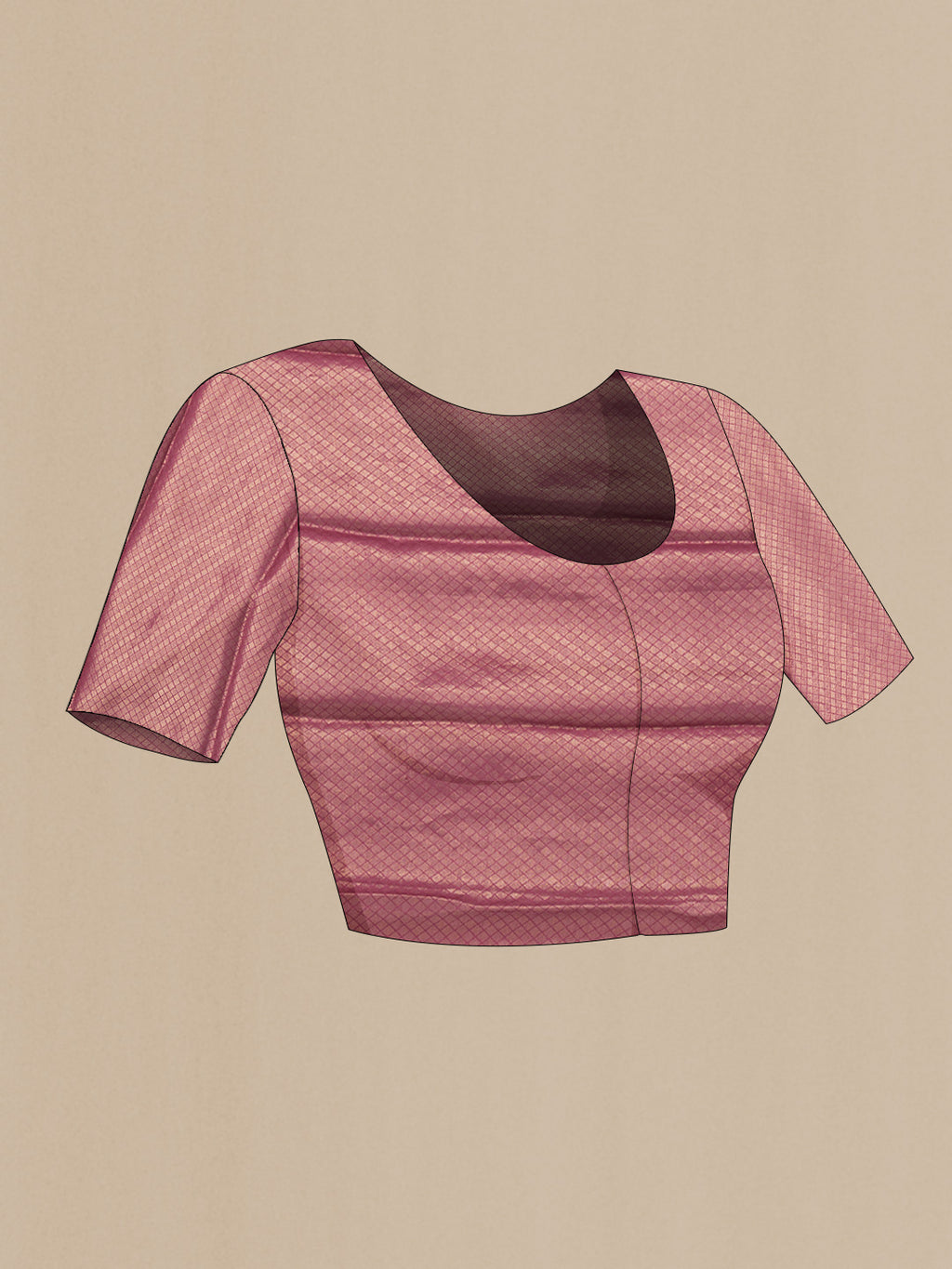 Close up image of the blouse of Magenta Dual Tone Georgette Saree with Jacquard design on the body and Zari Border. 