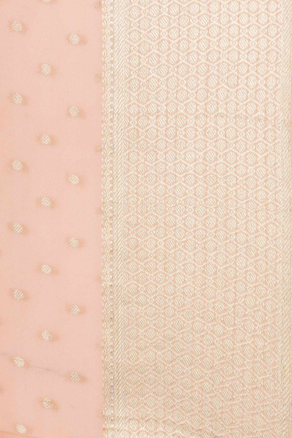 Border image of Golden Peach Dual Tone Mysore Georgette Saree with Zari Butta on the body and Zari Border