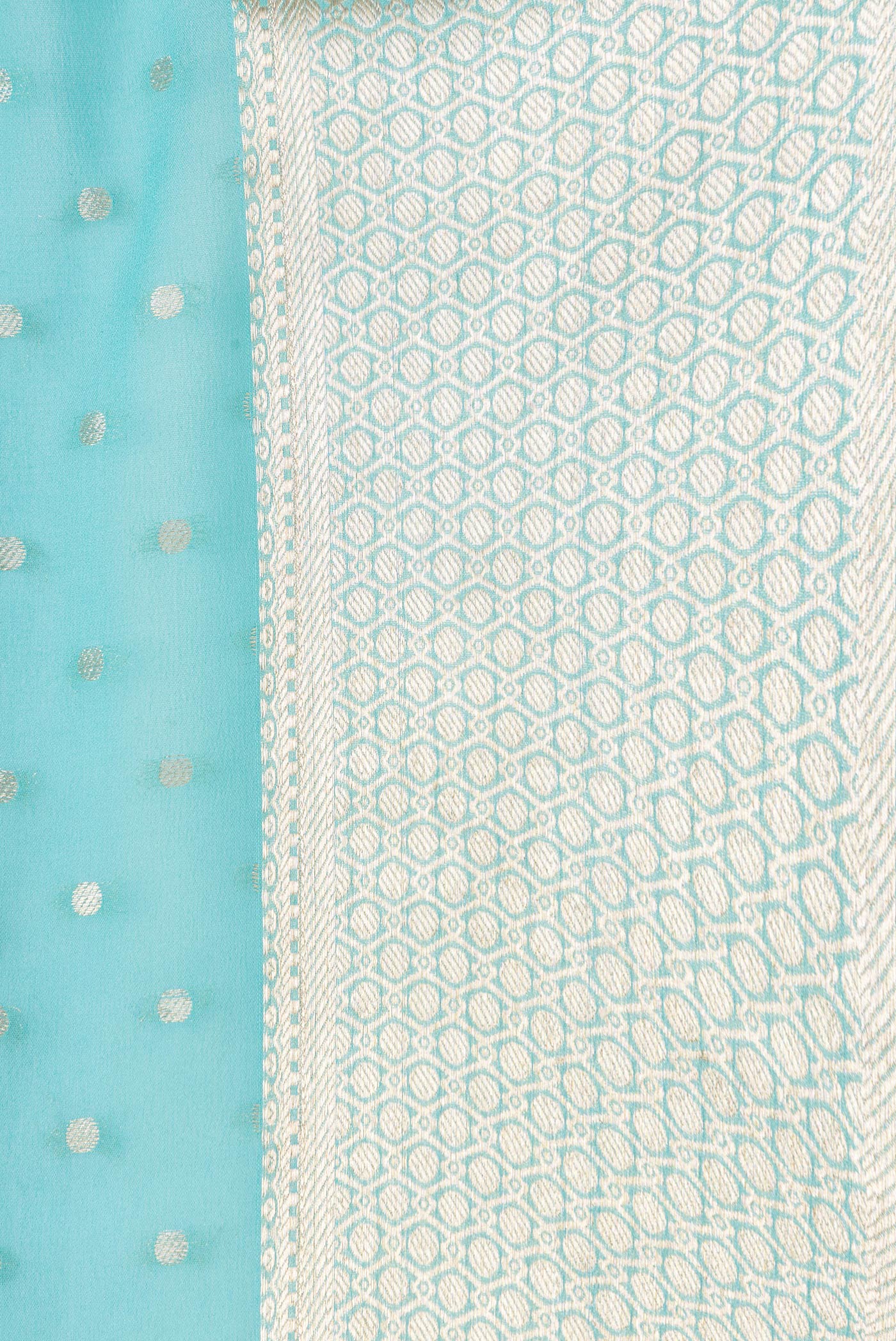 Border image of Sky Blue Dual Tone Banarasi Georgette Saree with Zari Brocade on the body and Zari Border. 