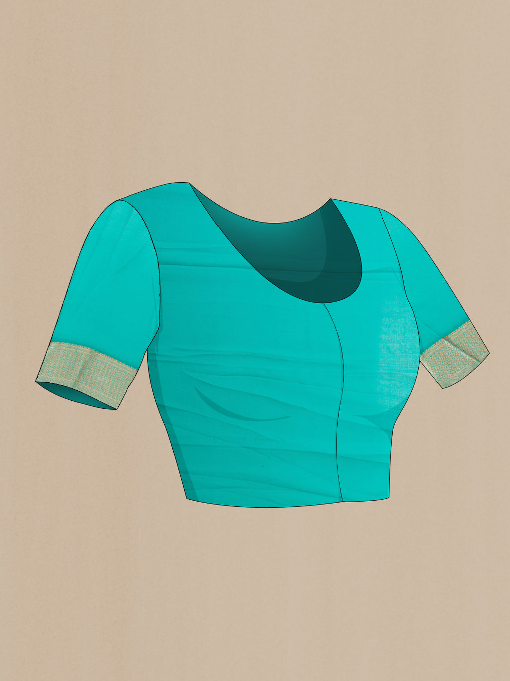 Close up image of the blouse of Sky Blue Dual Tone Banarasi Georgette Saree with Zari Brocade on the body and Zari Border. 