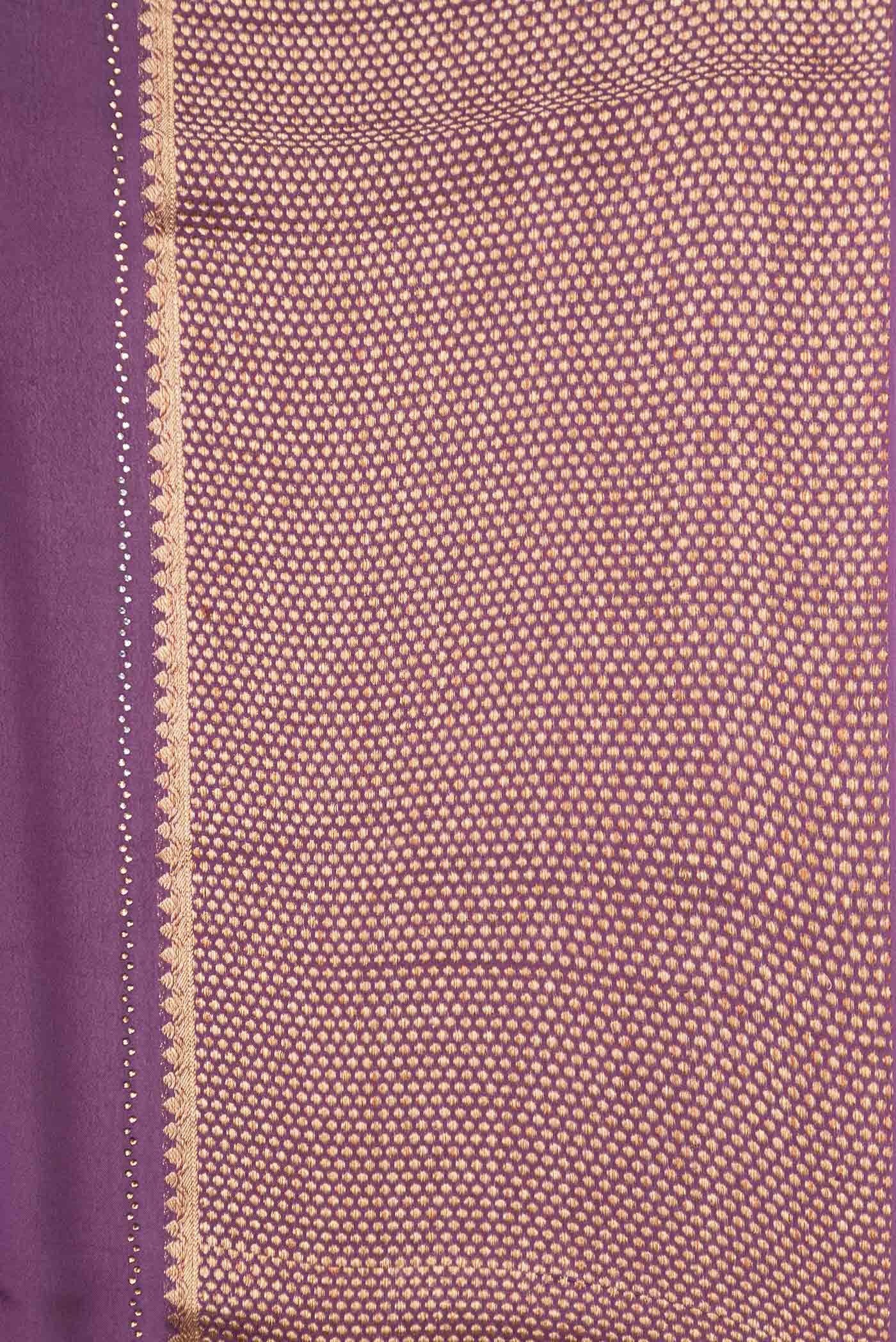 Border image of Burgundy Dual Tone Mysore Crepe Saree with Embroidery on the body and Zari Border