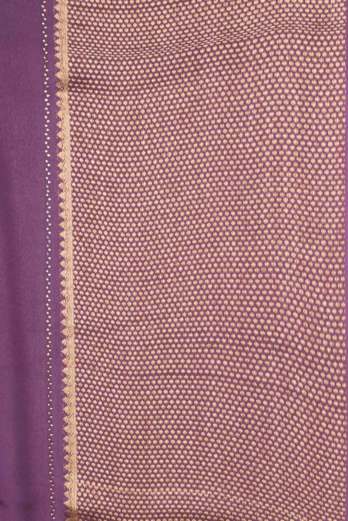 Border image of Burgundy Dual Tone Mysore Crepe Saree with Embroidery on the body and Zari Border
