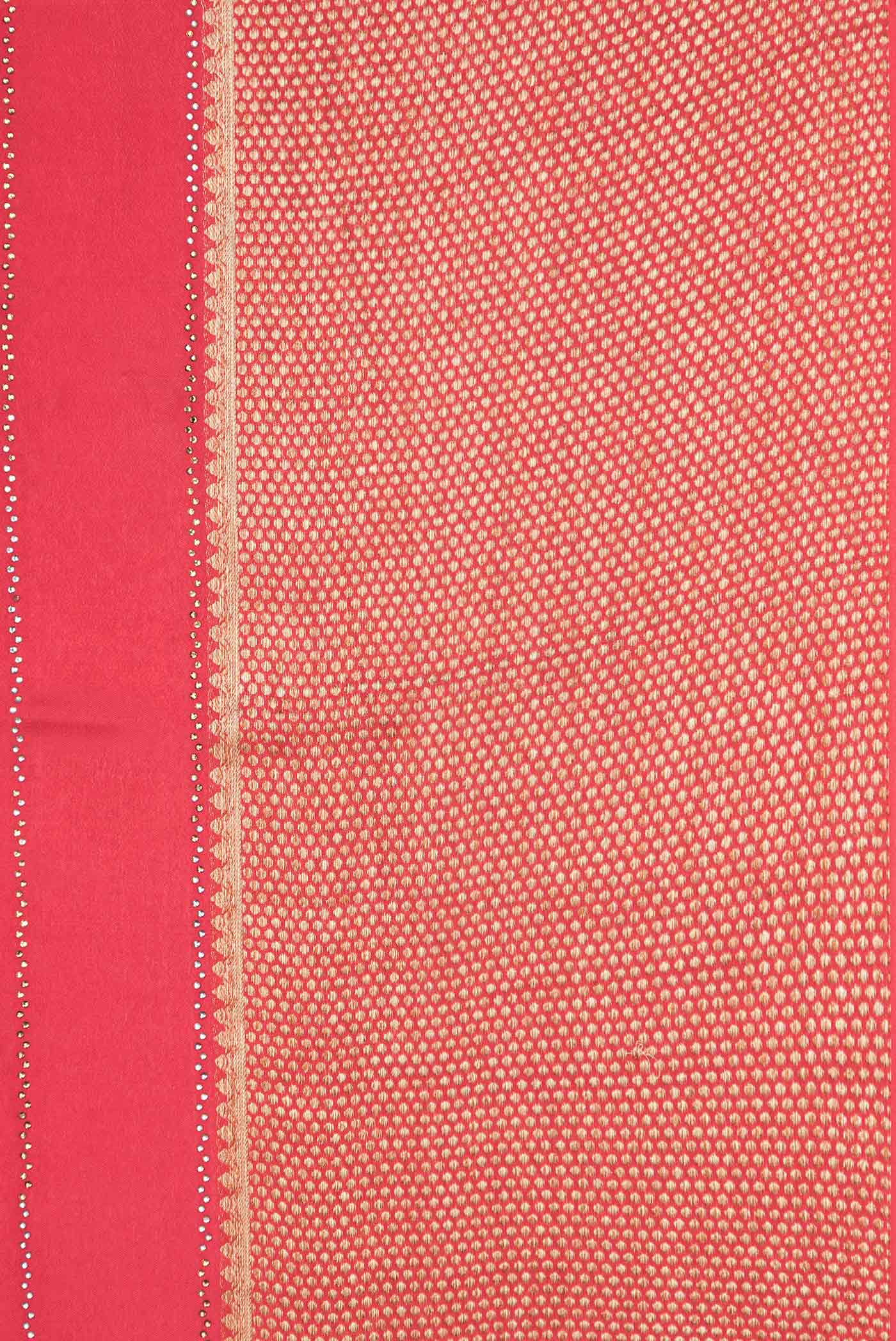 Border image of Red Dual Tone Mysore Crepe Saree with Embroidery on the body and Zari Border