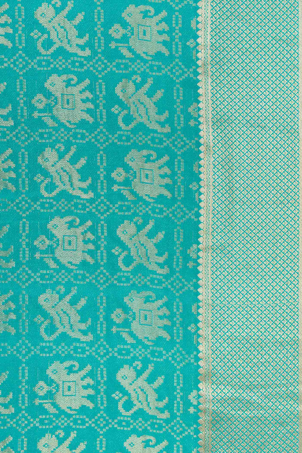 Border image of Sky Blue Dual Tone Banarasi Georgette Saree with Zari Brocade on the body and Zari Border. 