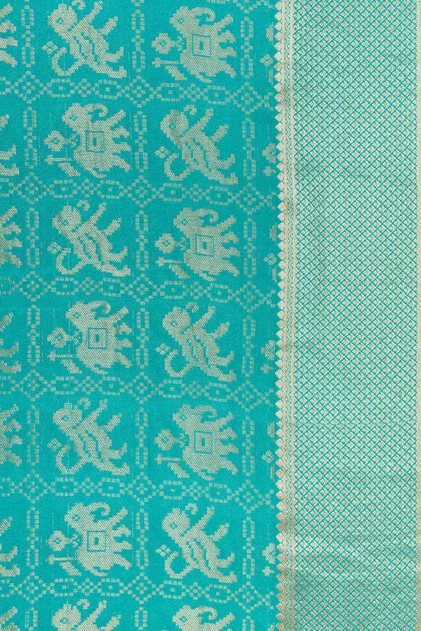 Border image of Sky Blue Dual Tone Banarasi Georgette Saree with Zari Brocade on the body and Zari Border. 