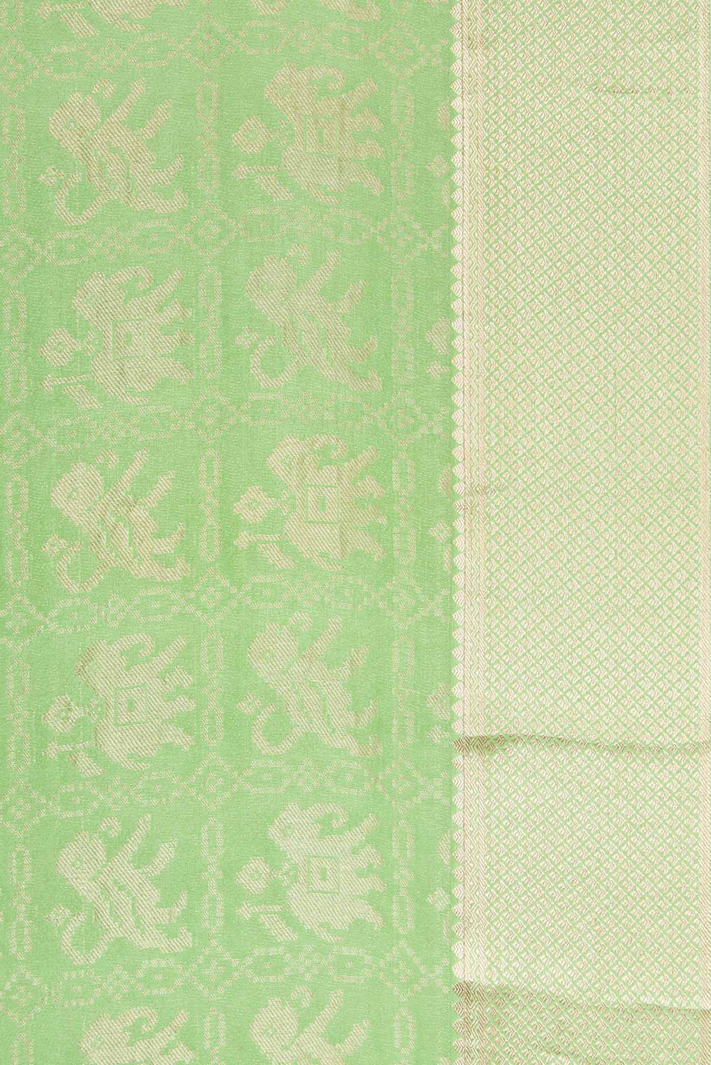 Border image of Pista Green Dual Tone Banarasi Georgette Saree with Zari Brocade on the body and Zari Border. 