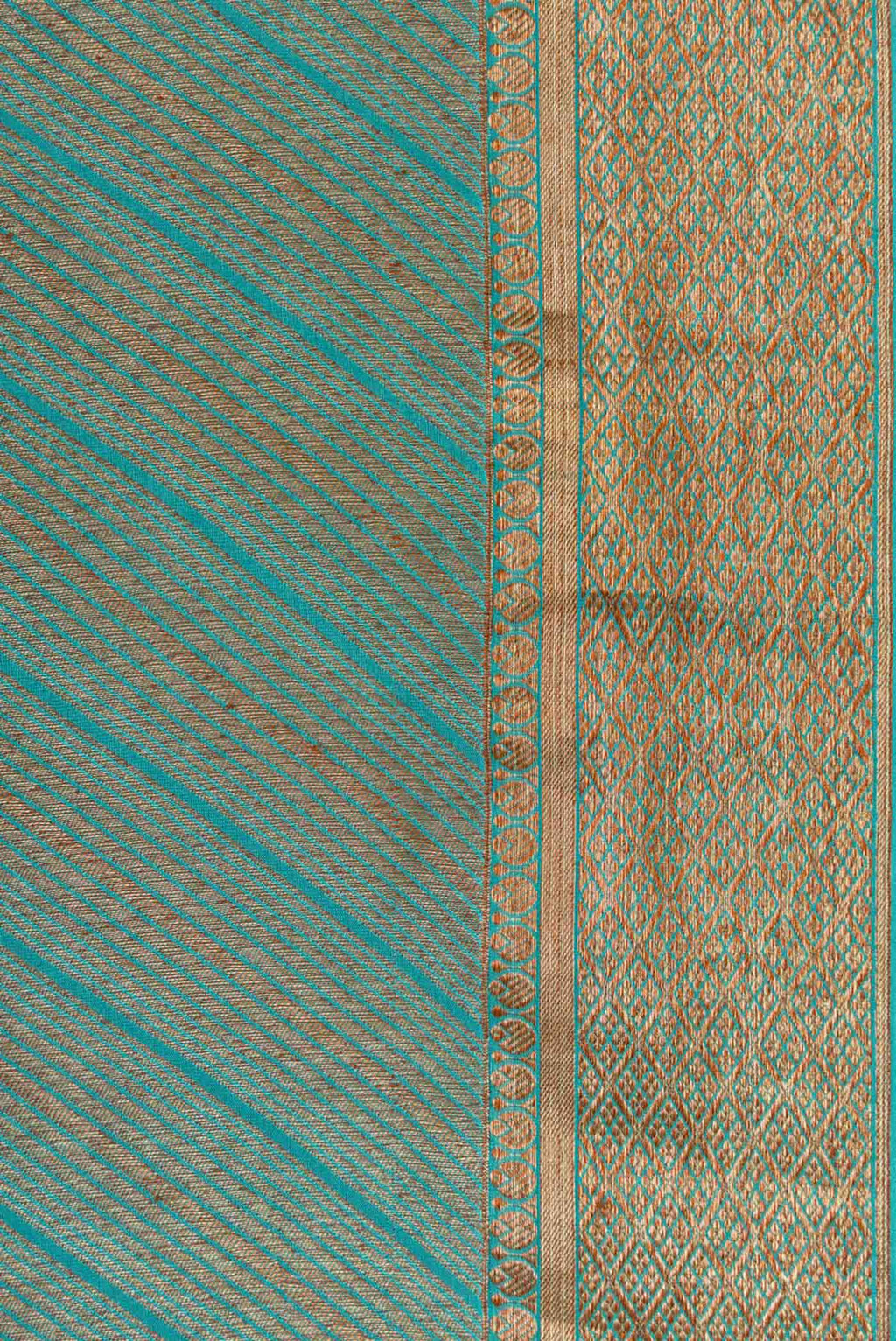 Border image of Sky Blue Dual Tone Banarasi Georgette Saree with Zari Brocade on the body and Zari Border. 